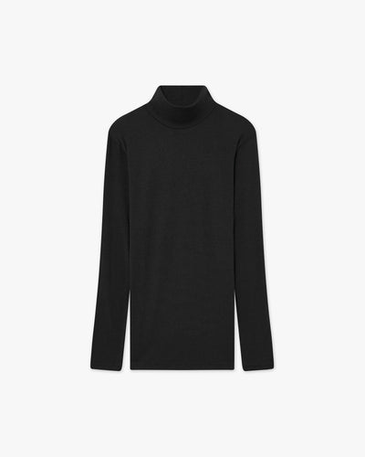 Ultralight Mock Neck Top - Black Modal / Cashmere