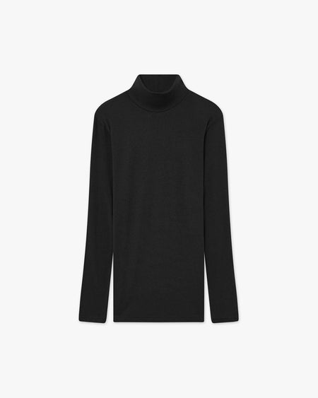 Ultralight Mock Neck Top - Black Modal / Cashmere