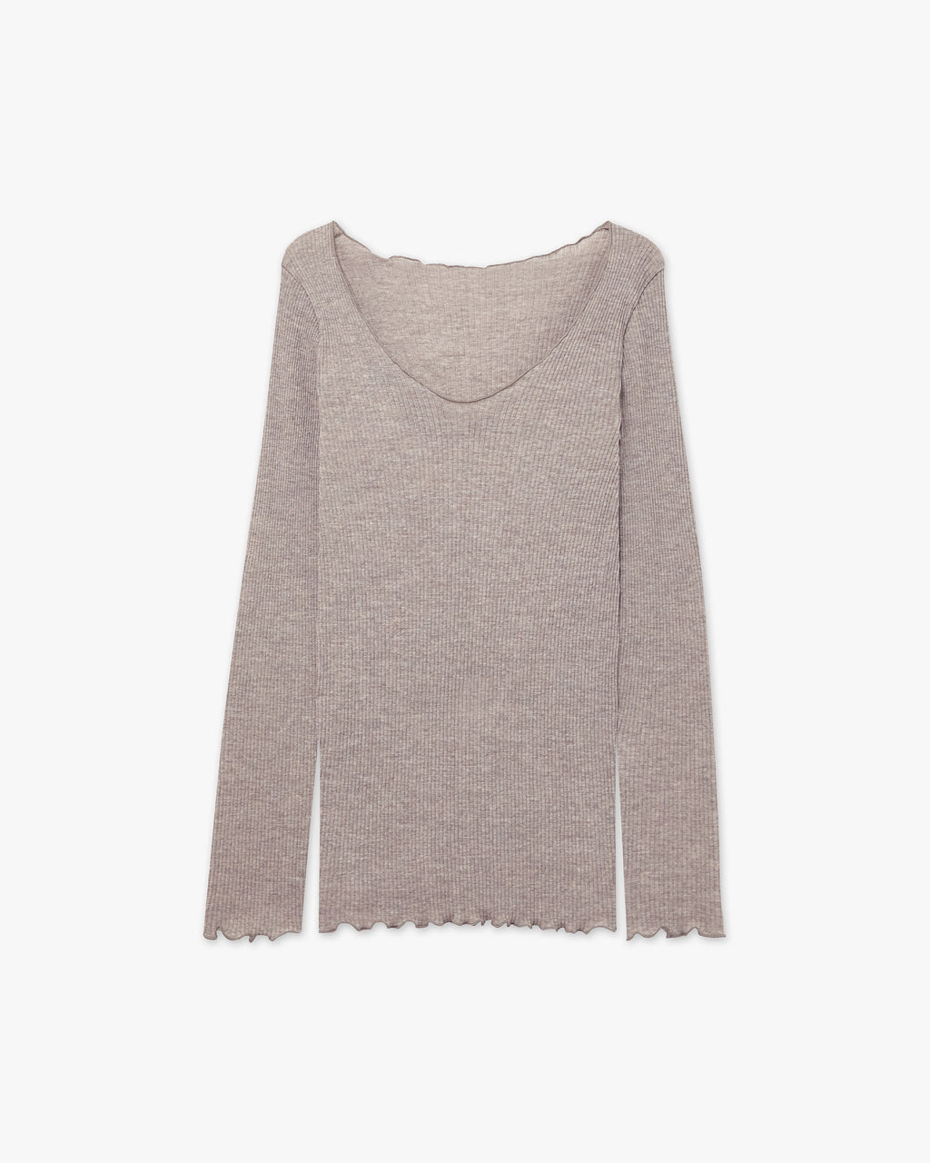 Pleated V-Neck - Walnut Merino / Seta