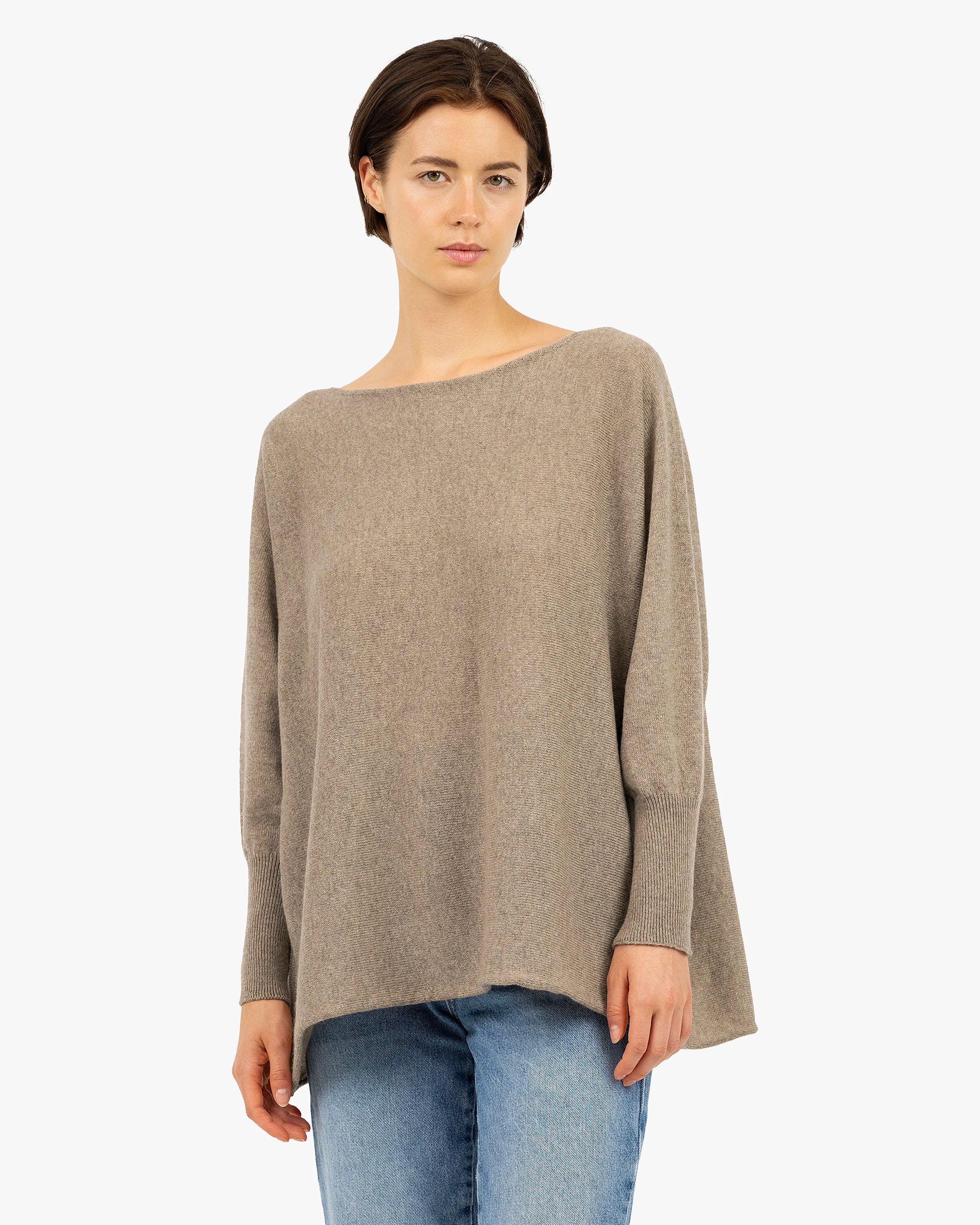 Velia Maxi Boat Neck Sweater - Taupe Cashmere