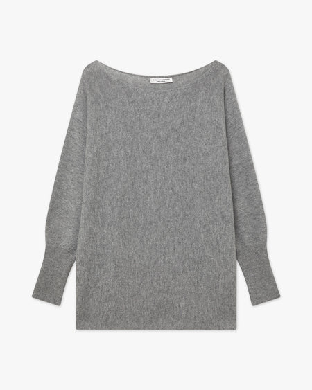 Velia Maxi Boat Neck Sweater - Medium Grey Cashmere