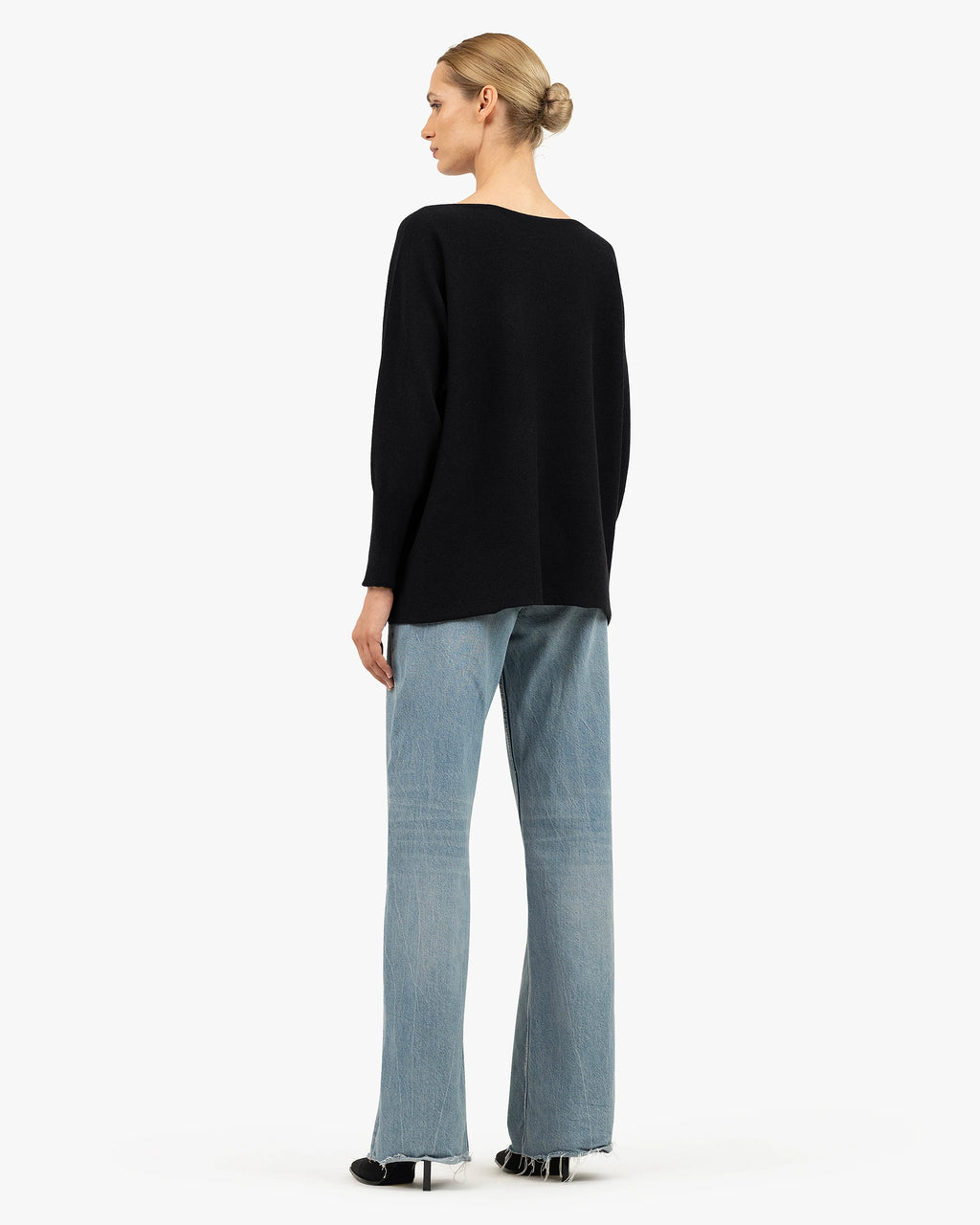 Velia Maxi Boat Neck Sweater - Black Cashmere