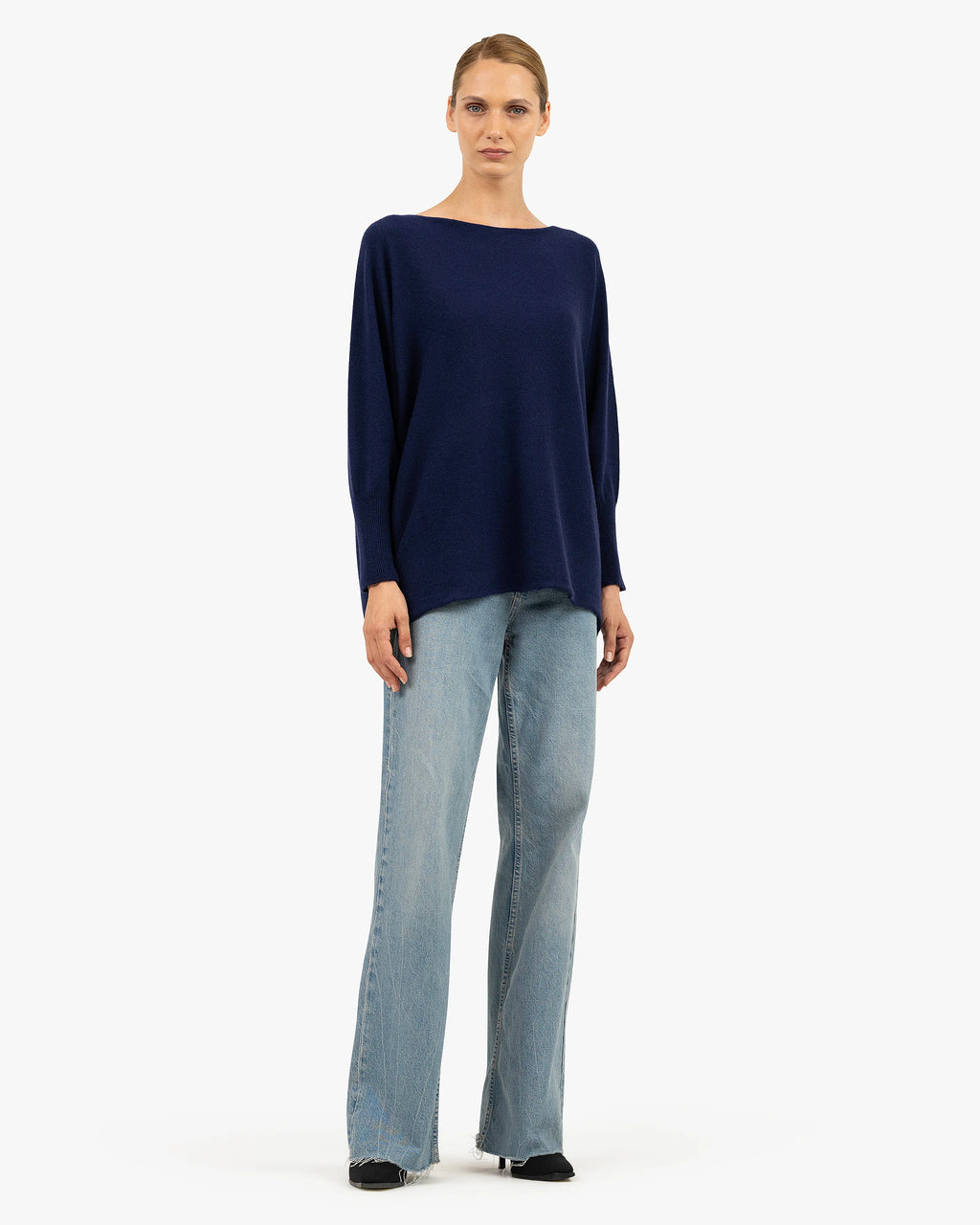 Velia Maxi Boat Neck Sweater - Blue Cashmere