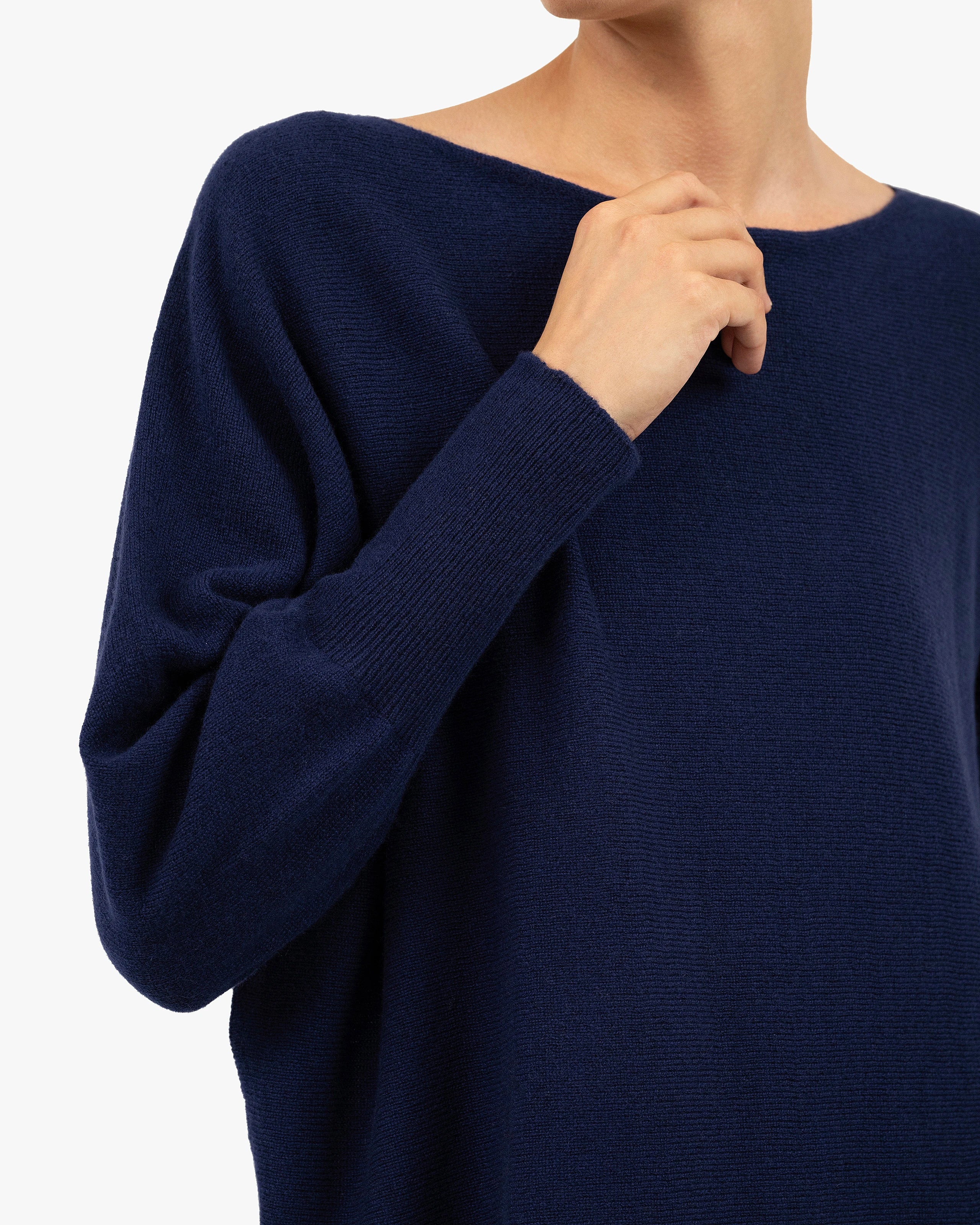 Velia Maxi Boat Neck Sweater - Blue Cashmere