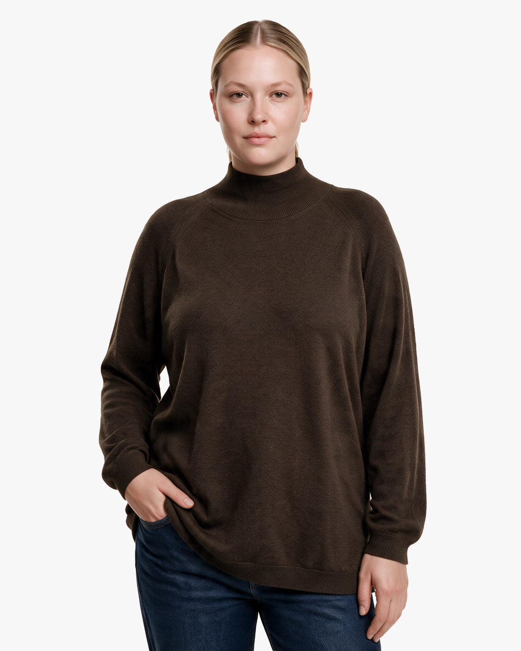 Women's Curvy Sweater · Brown Women > Crewneck Sweater
