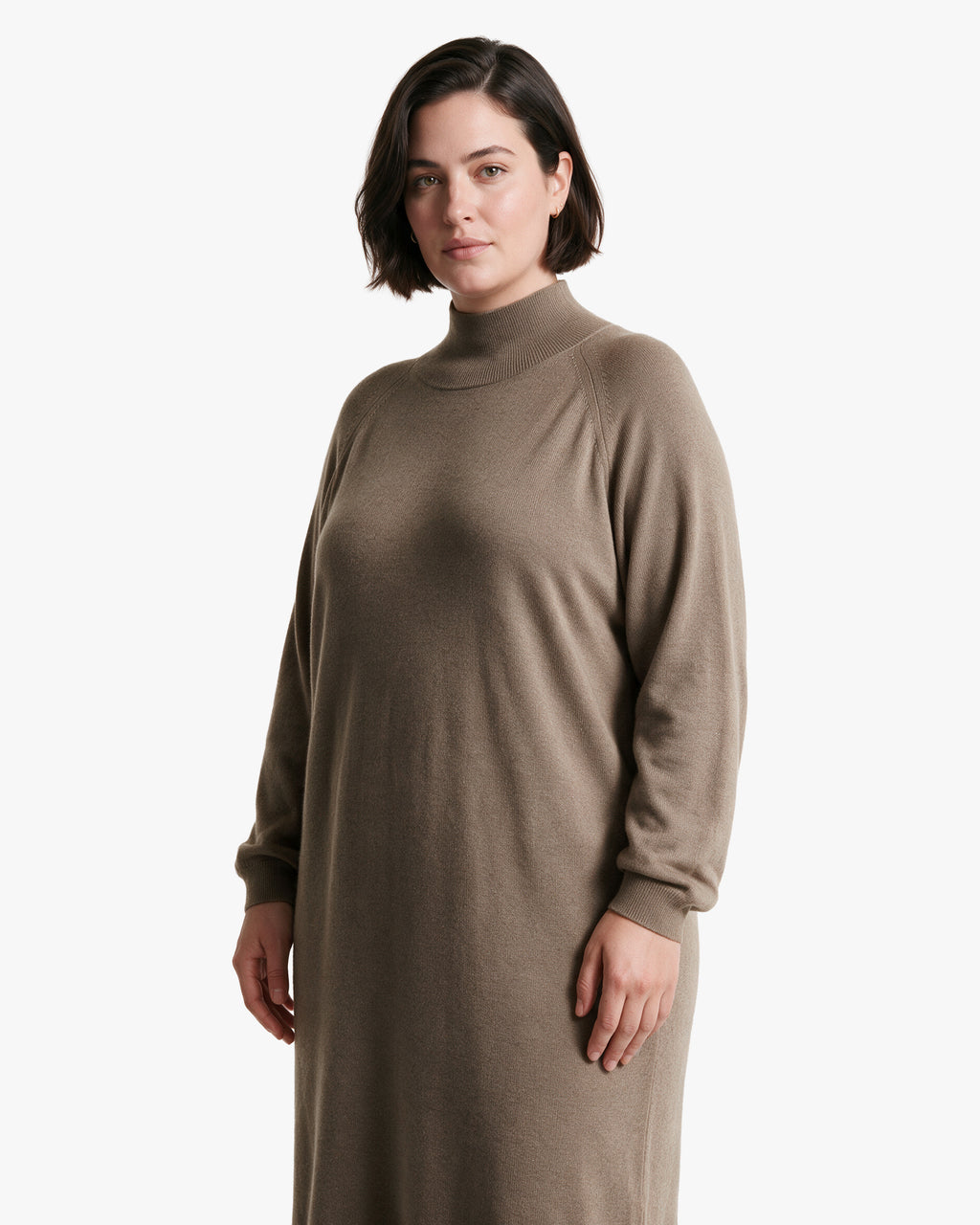 Curvy-Strickkleid · Taupe