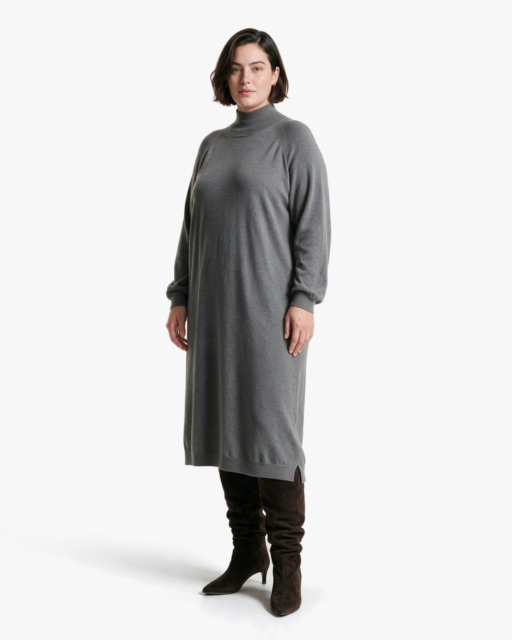 Curvy Sweater Dress · Medium Grey