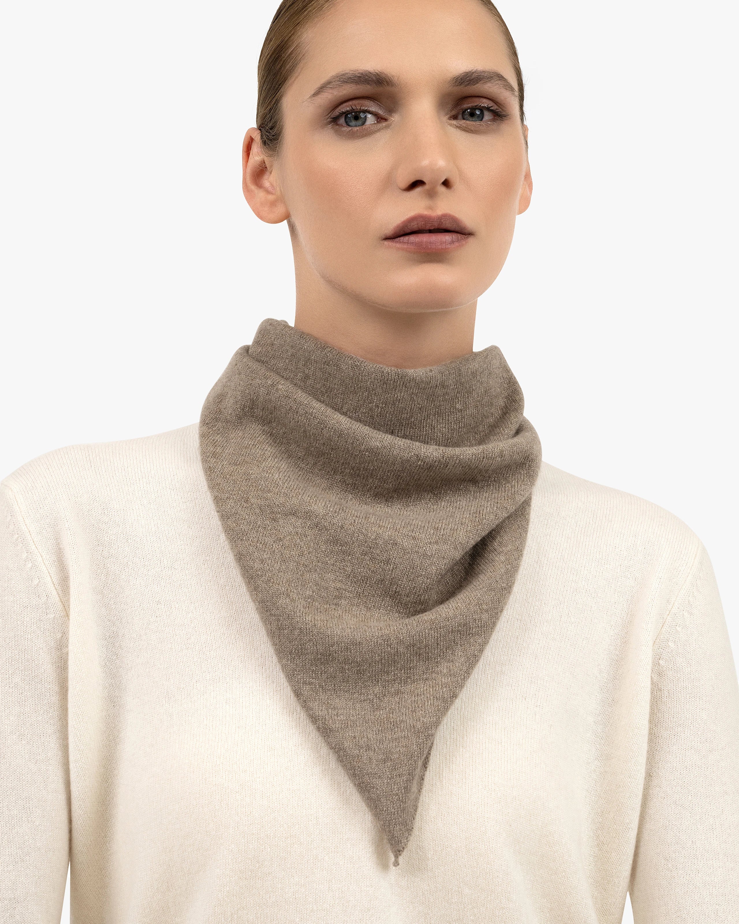 Women's Bandana Scarf - Taupe Cashmere