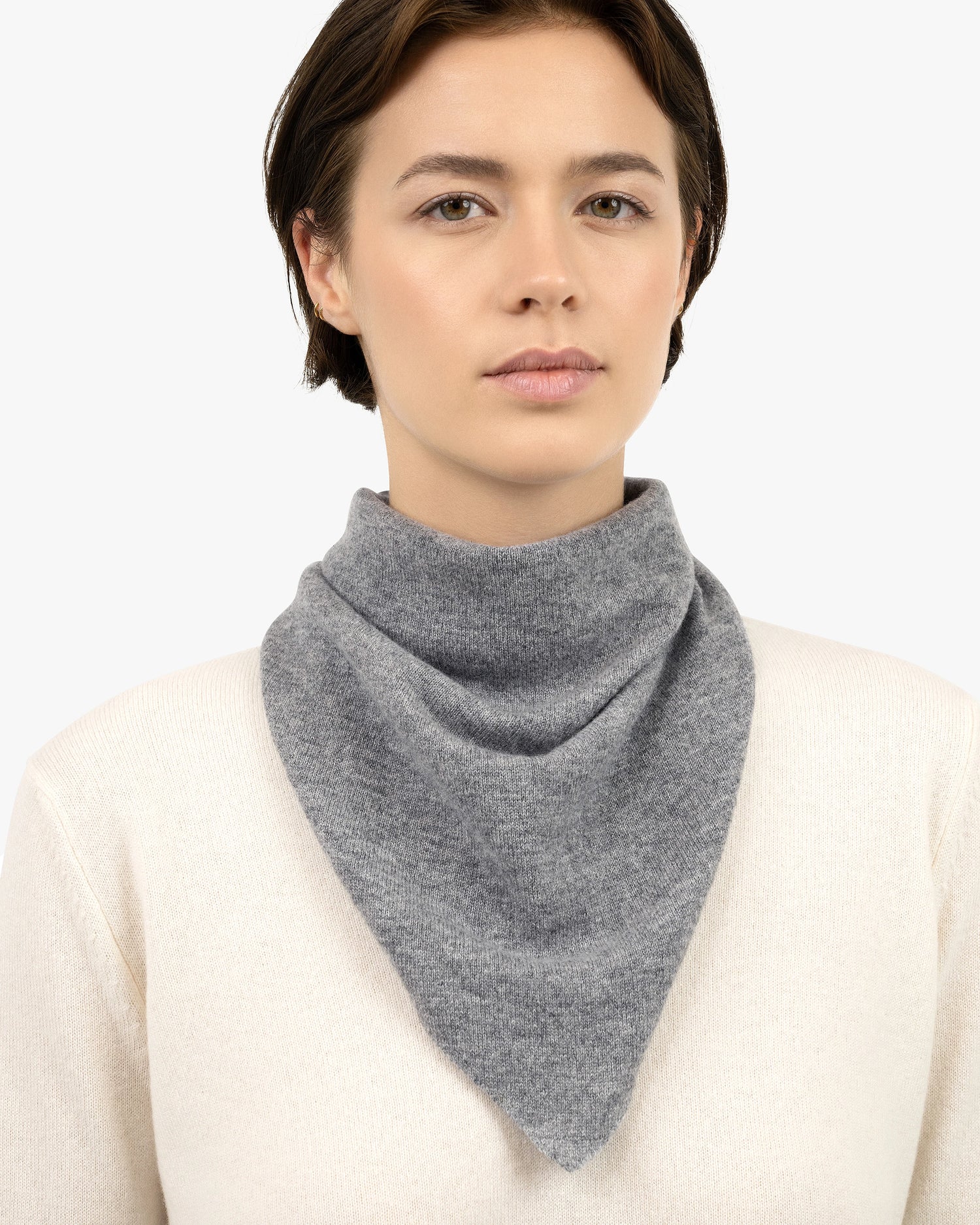 Sciarpa Cashmere Bandana per Donna Grigio Medio MaisonCashmere