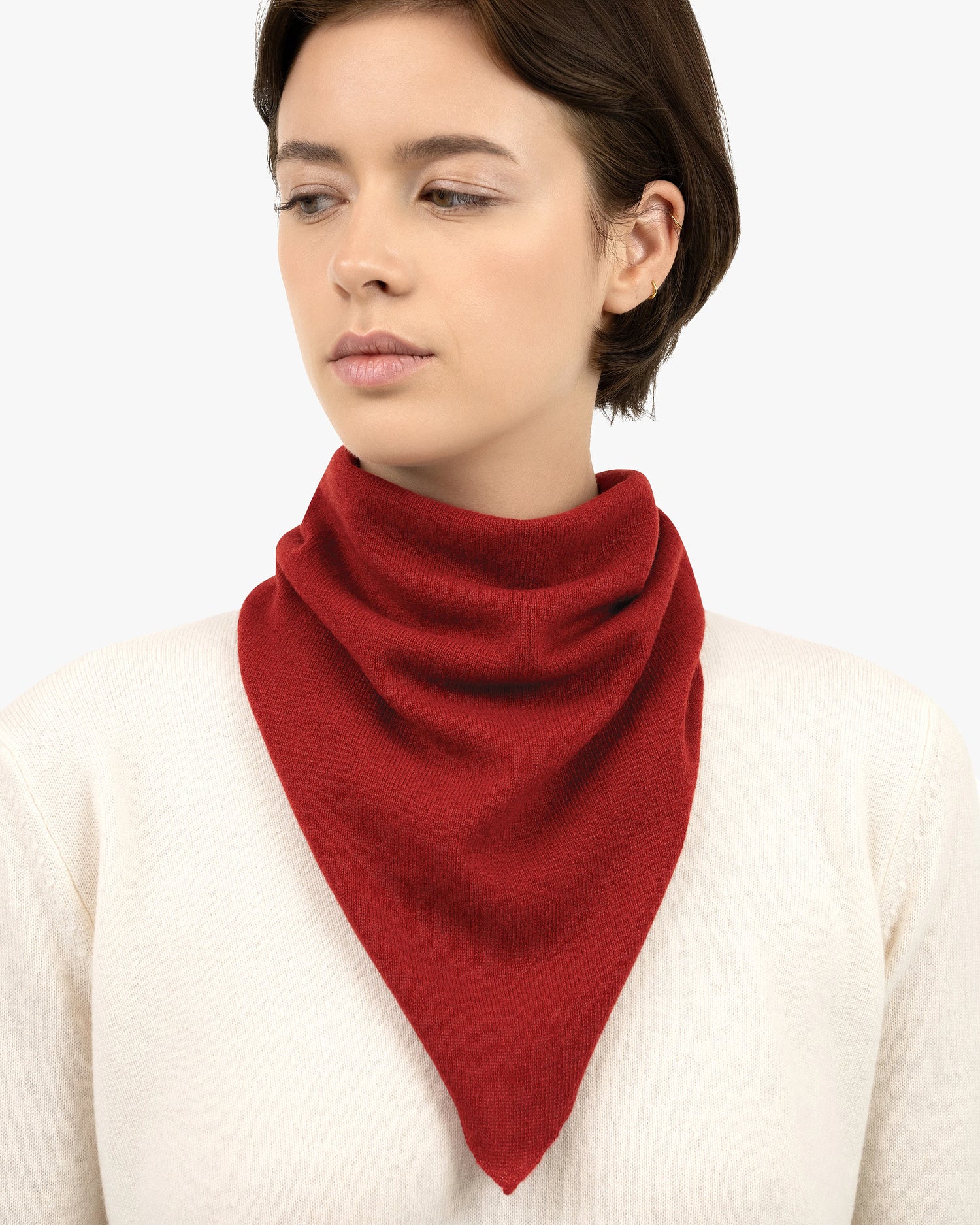 Écharpe Bandana Cachemire pour Femme Rouge MaisonCashmere