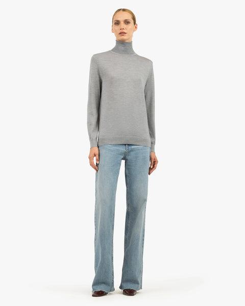 Women's Belvoir Turtleneck Sweater - Grey Cashmere / Seta