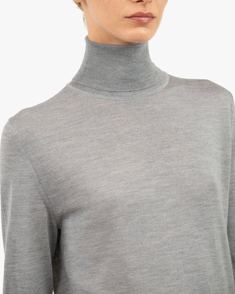 Women's Belvoir Turtleneck Sweater - Grey Cashmere / Seta