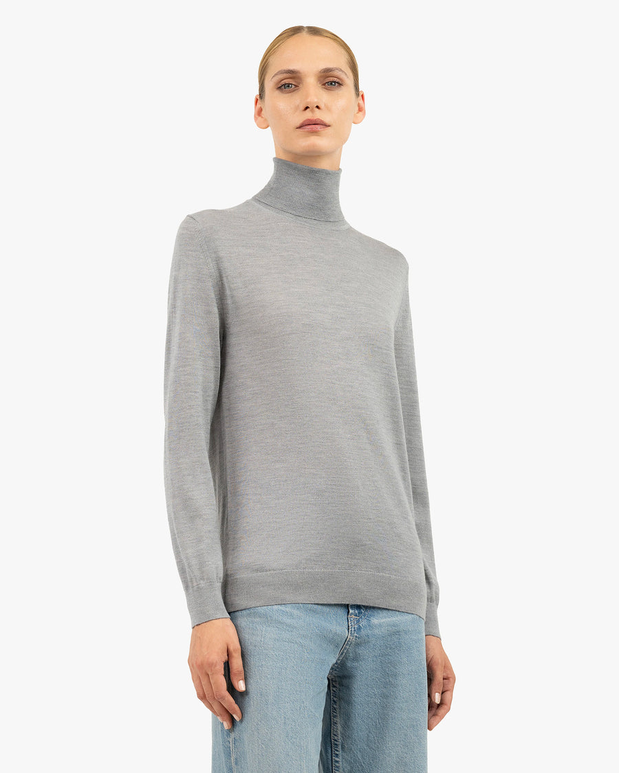 Women's Belvoir Turtleneck Sweater - Grey Cashmere / Seta