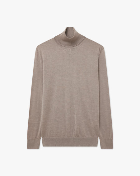 Women's Belvoir Turtleneck Sweater - Beige Cashmere / Seta