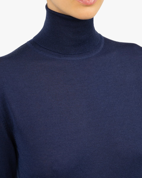 Women's Belvoir Turtleneck Sweater - Blue Cashmere / Seta