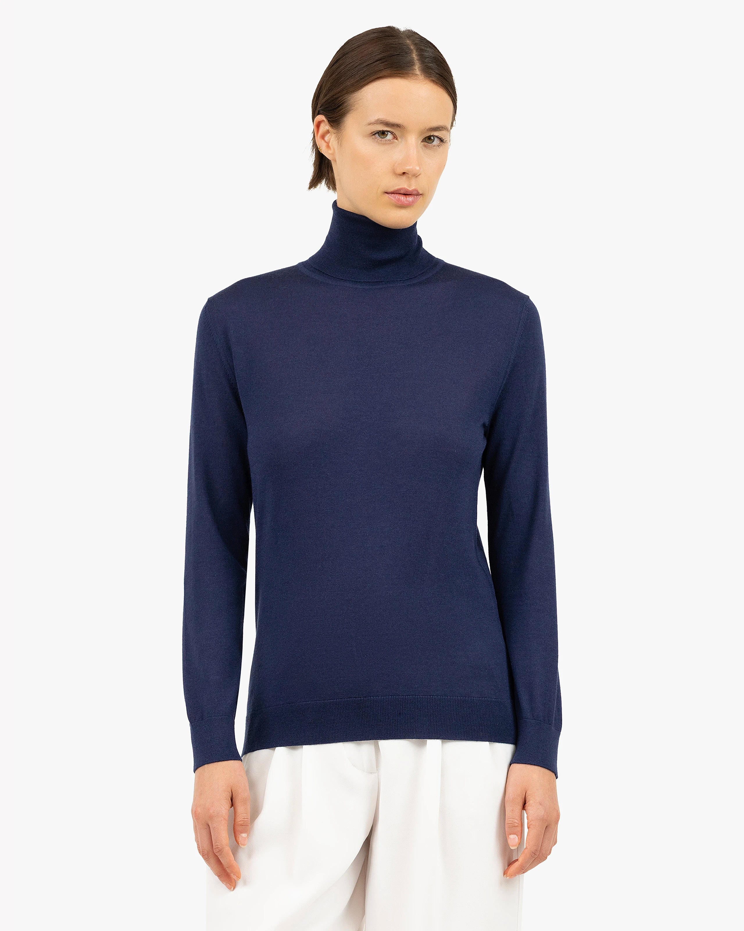 Women's Belvoir Turtleneck Sweater - Blue Cashmere / Seta