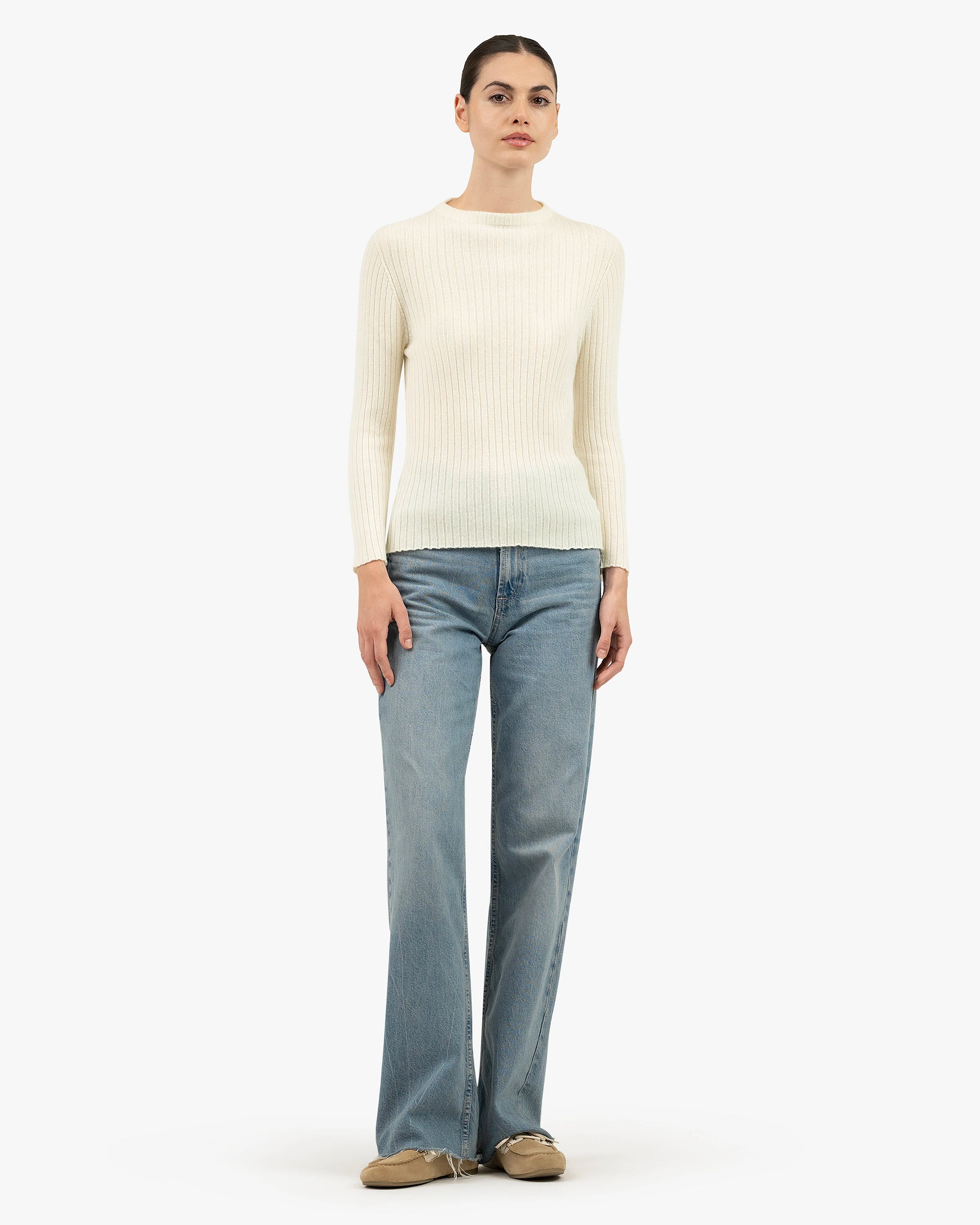 Women's Brera Crew Neck Sweater - White Cashmere