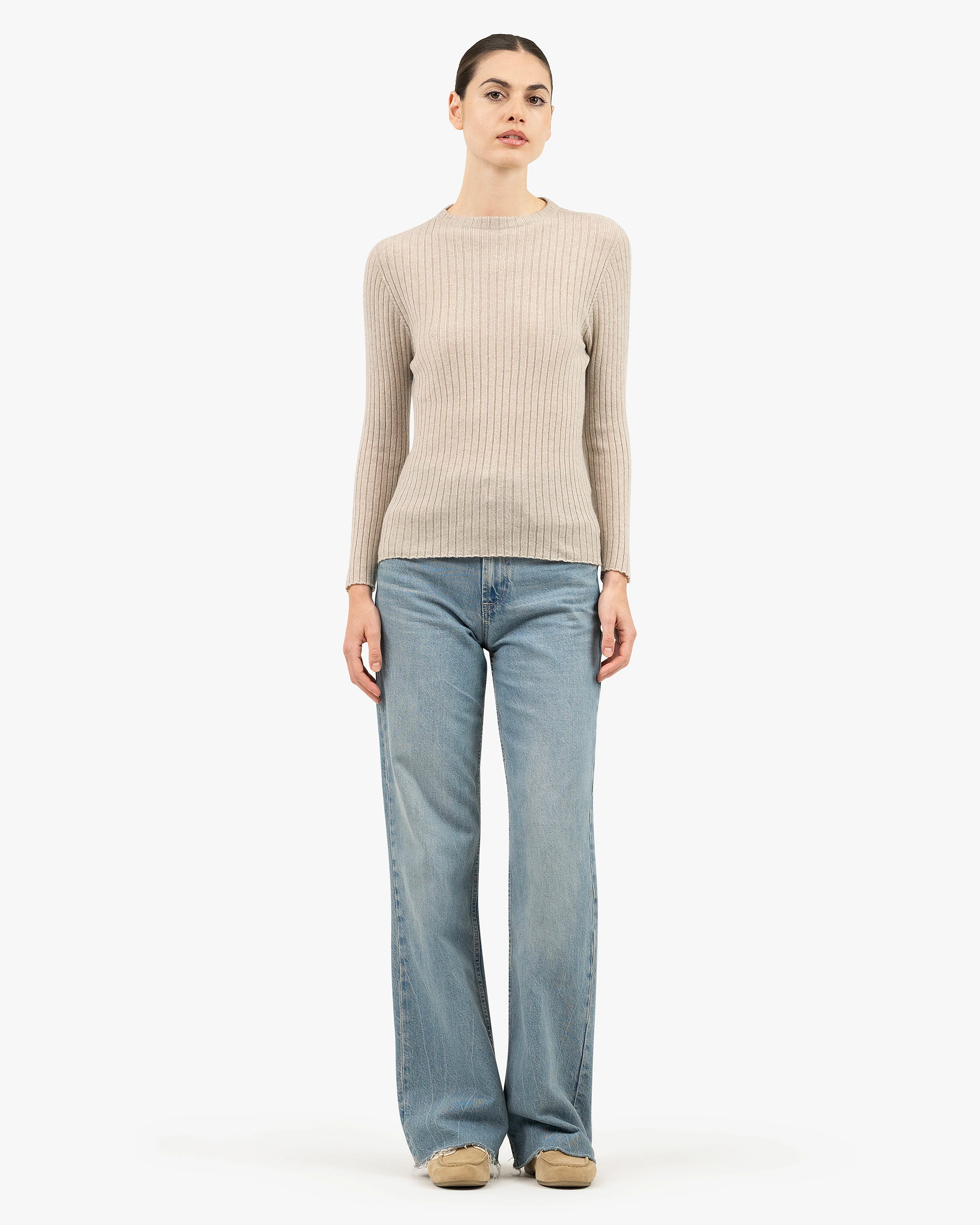 Women's Brera Crew Neck Sweater - Beige Cashmere
