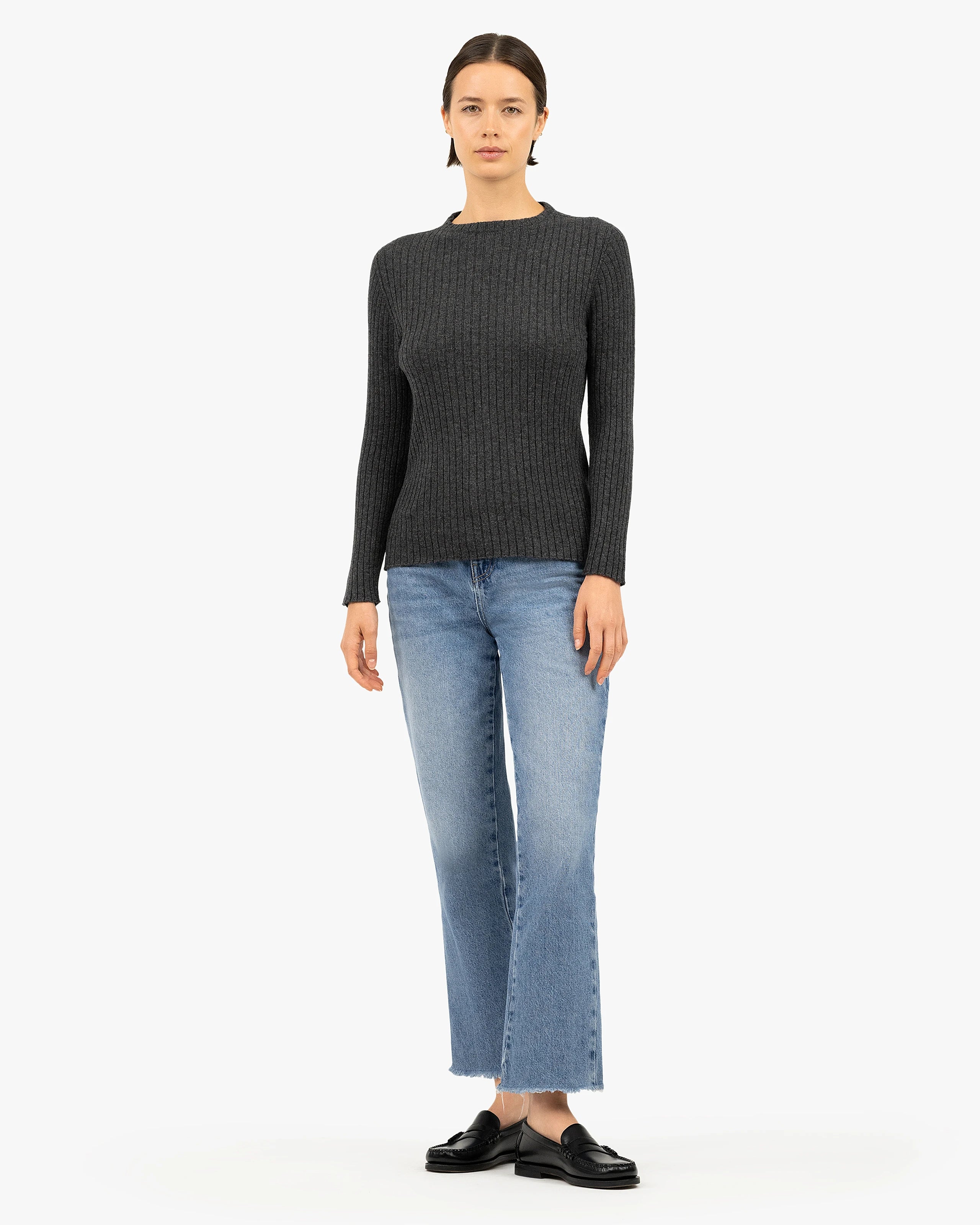 Women's Brera Crew Neck Sweater - Charcoal Cashmere