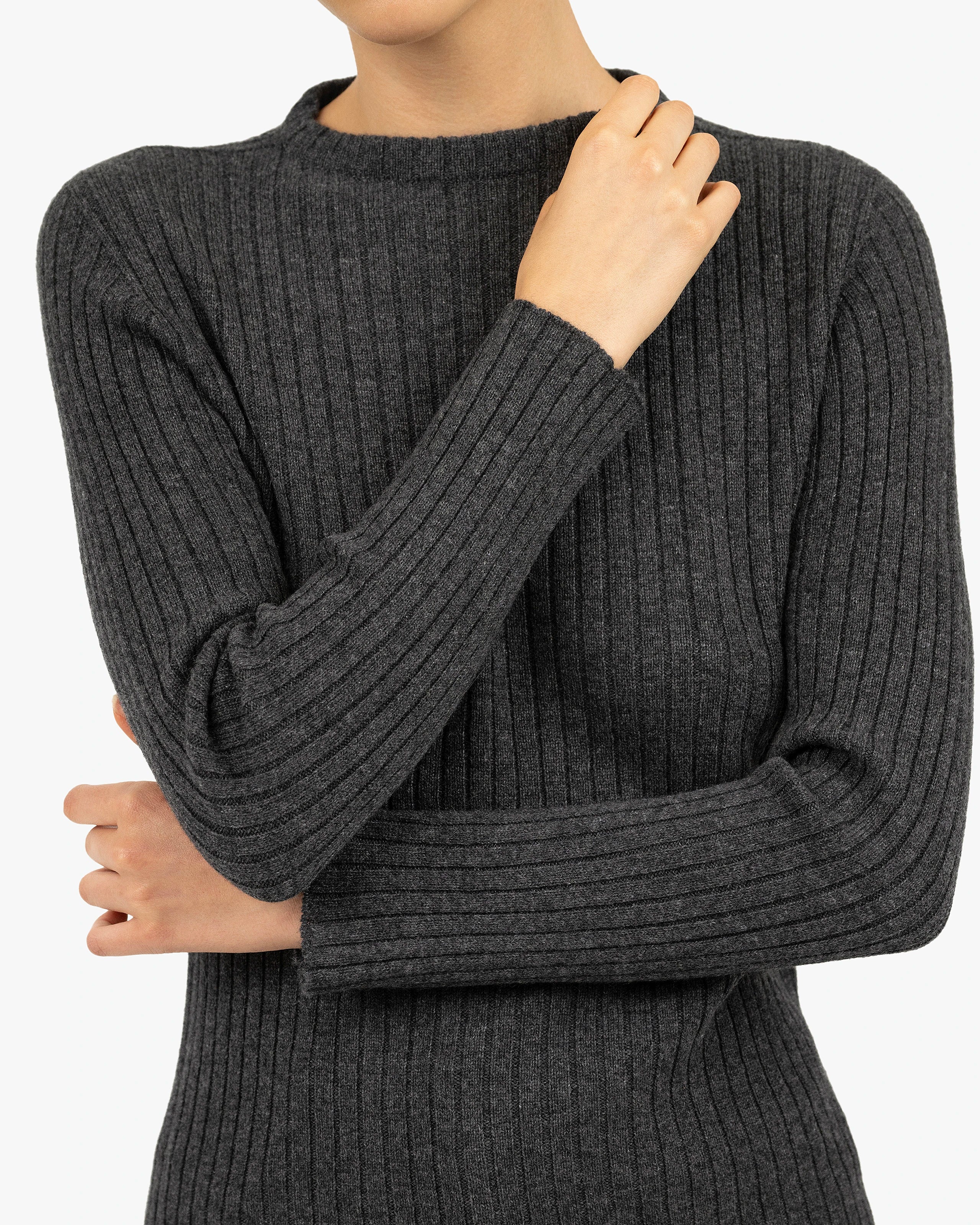 Women's Brera Crew Neck Sweater - Charcoal Cashmere