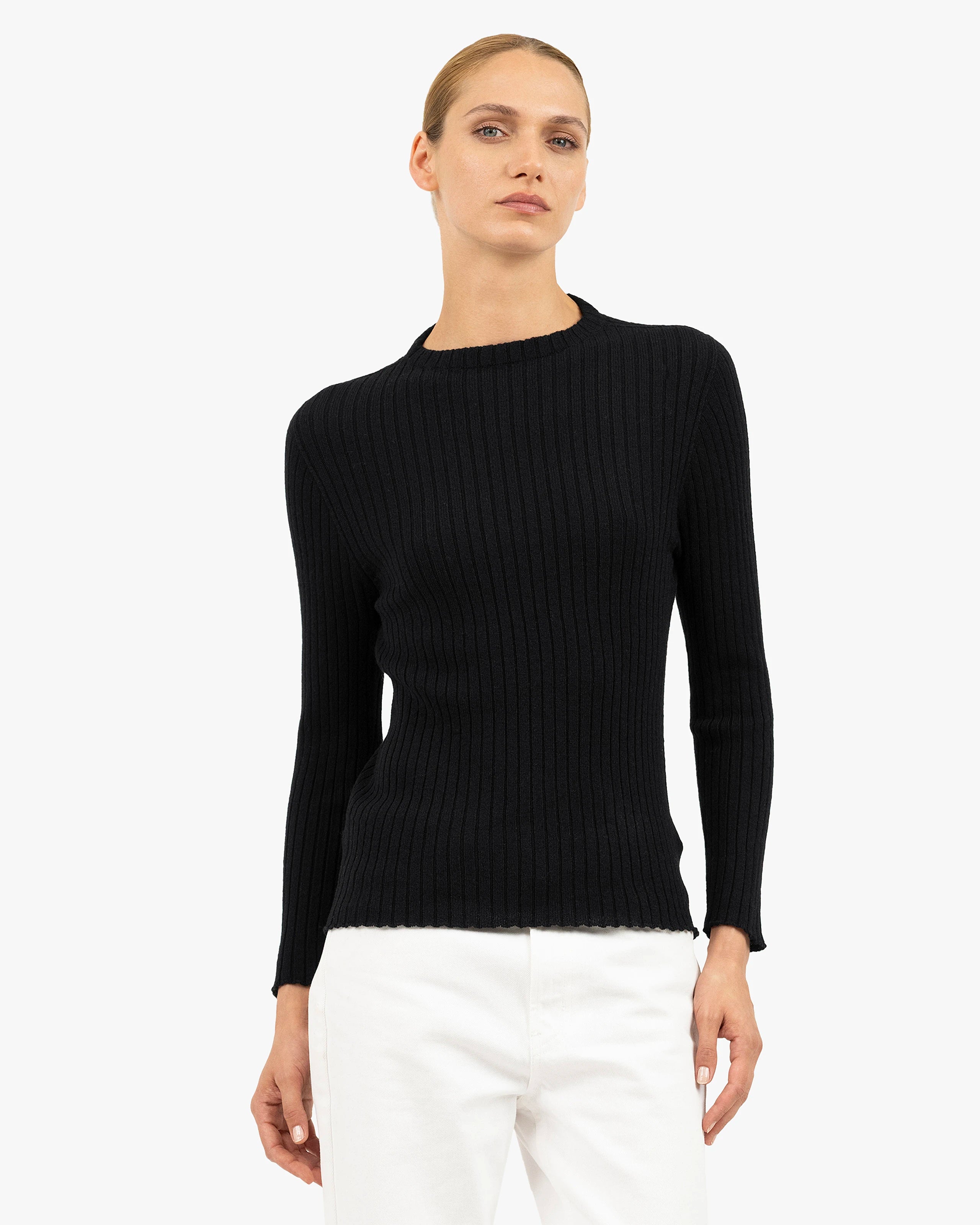 Women's Brera Crew Neck Sweater - Black Cashmere