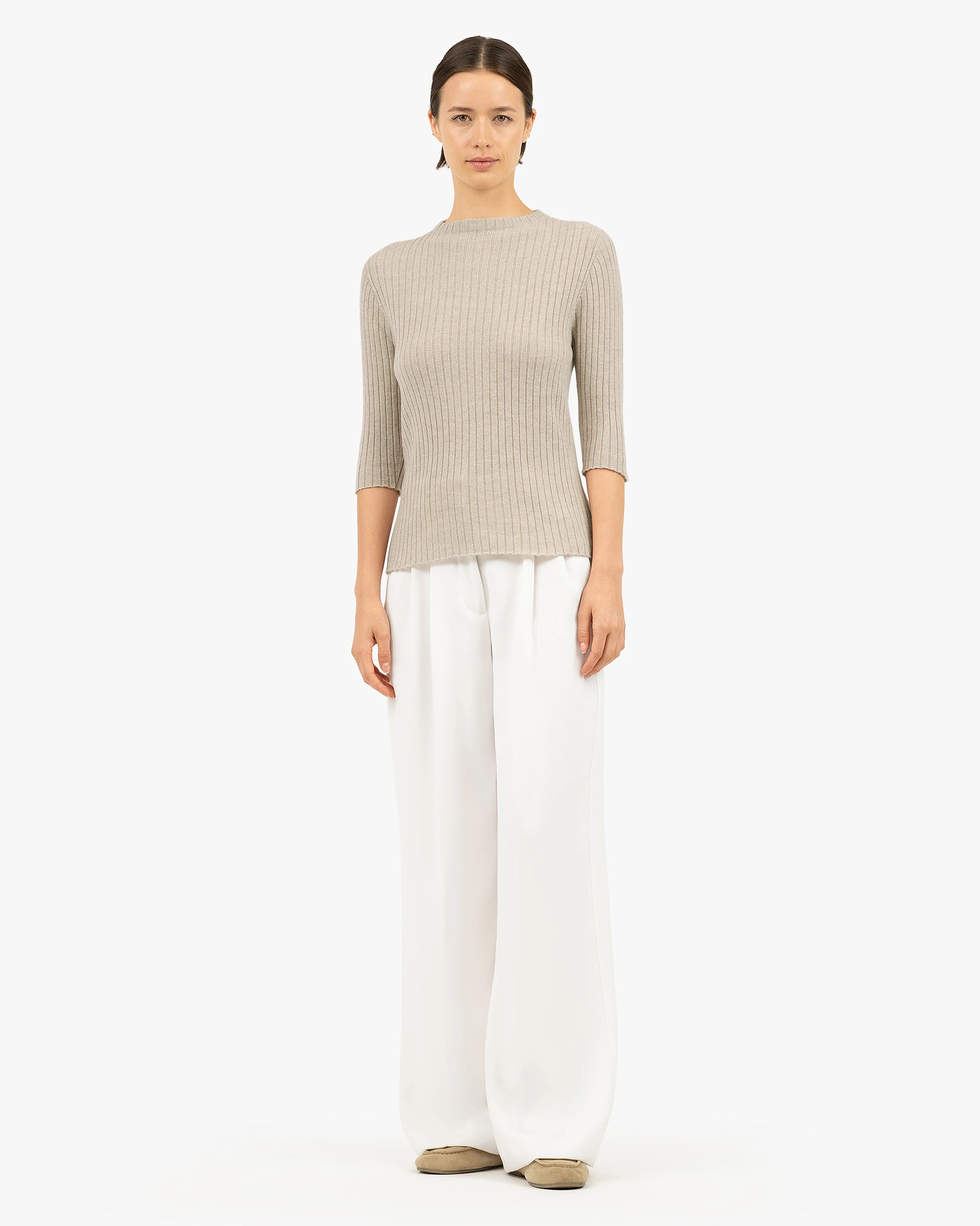 Brera 3/4 Sleeves Sweater - Beige Cashmere