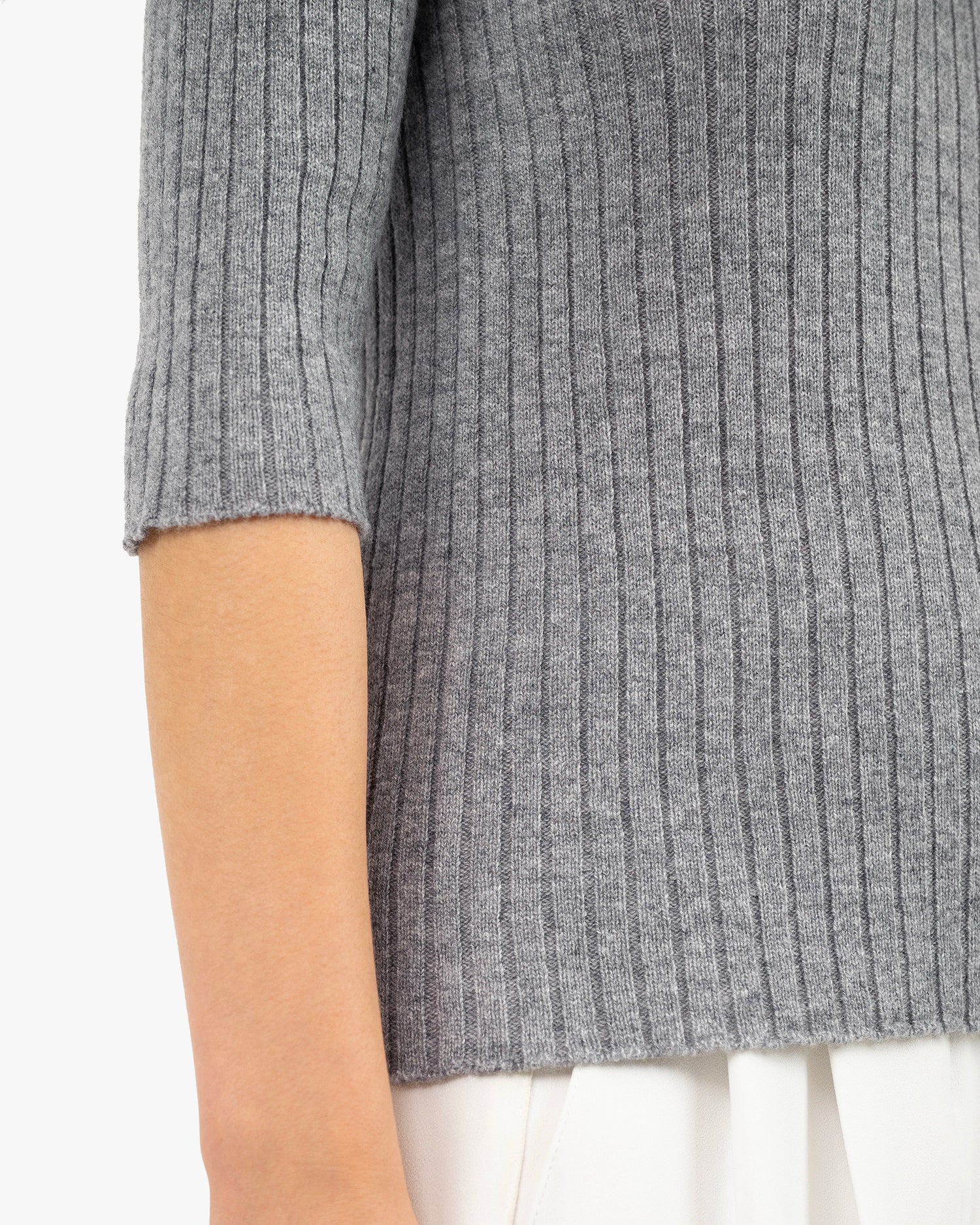 Brera 3/4 Sleeves Sweater - Medium Grey Cashmere