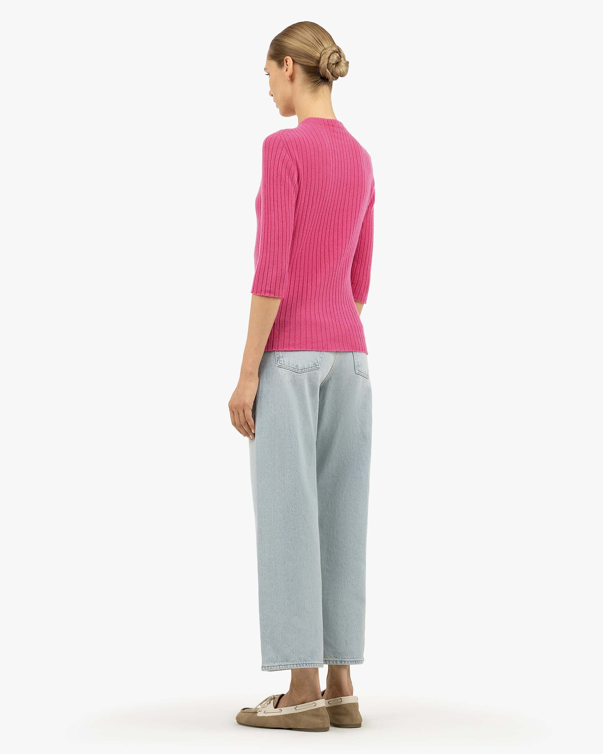 Brera 3/4 Sleeves Sweater - Fuchsia Cashmere