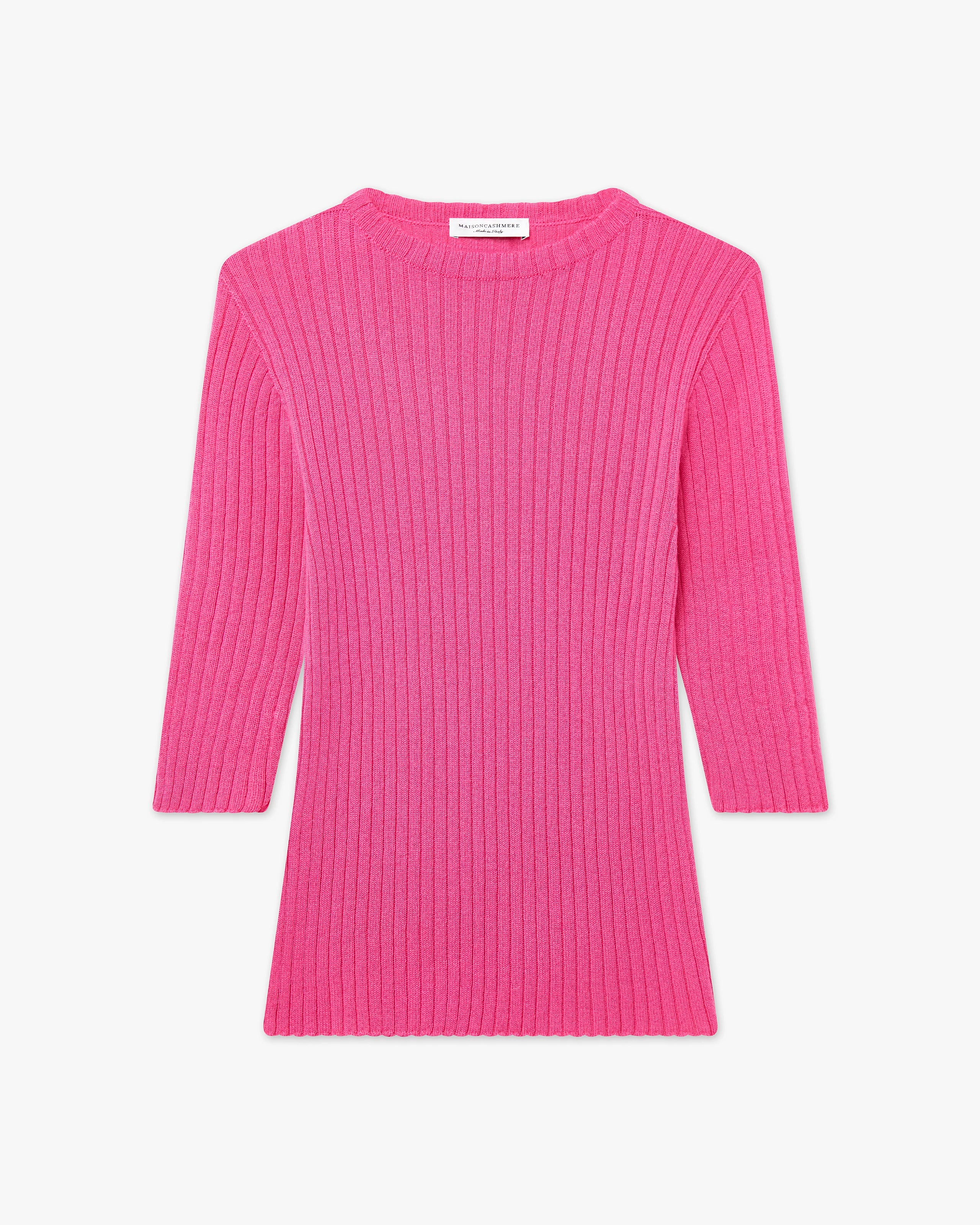 Brera 3/4 Sleeves Sweater - Fuchsia Cashmere