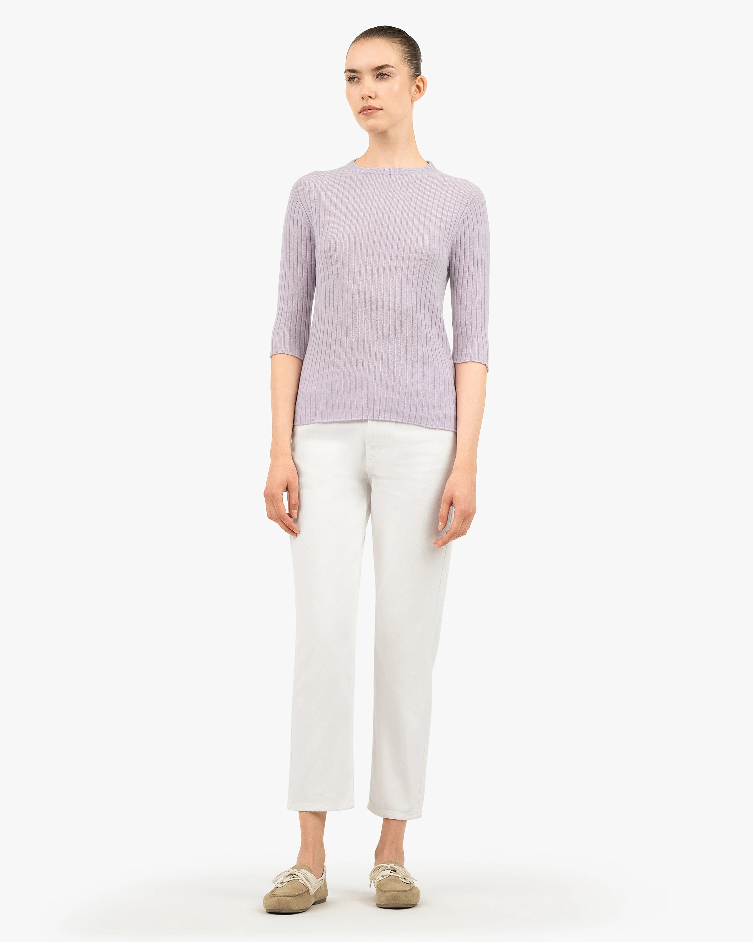 Brera 3/4 Sleeves Sweater - Lilac Cashmere
