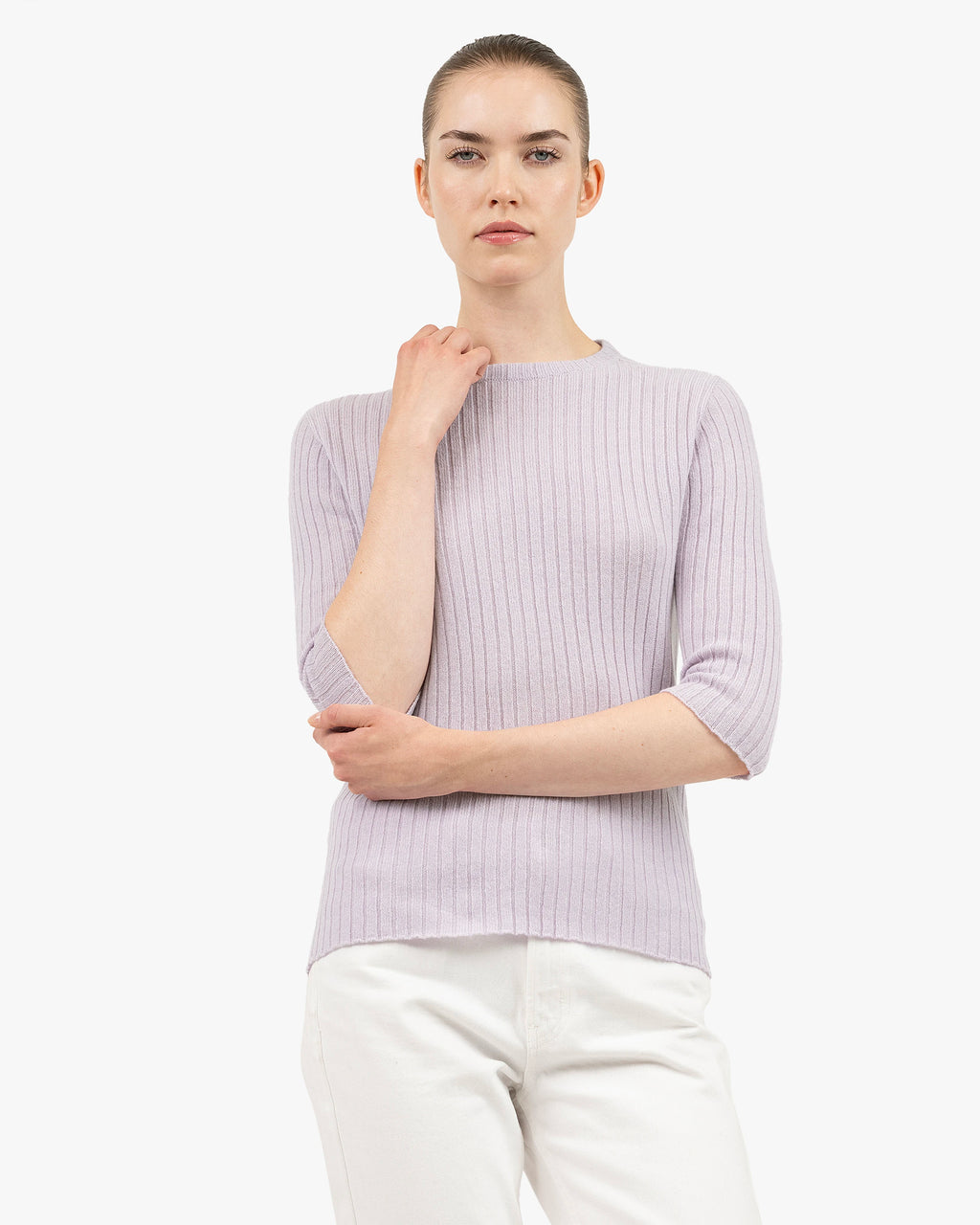 Brera 3/4 Sleeves Sweater - Lilac Cashmere