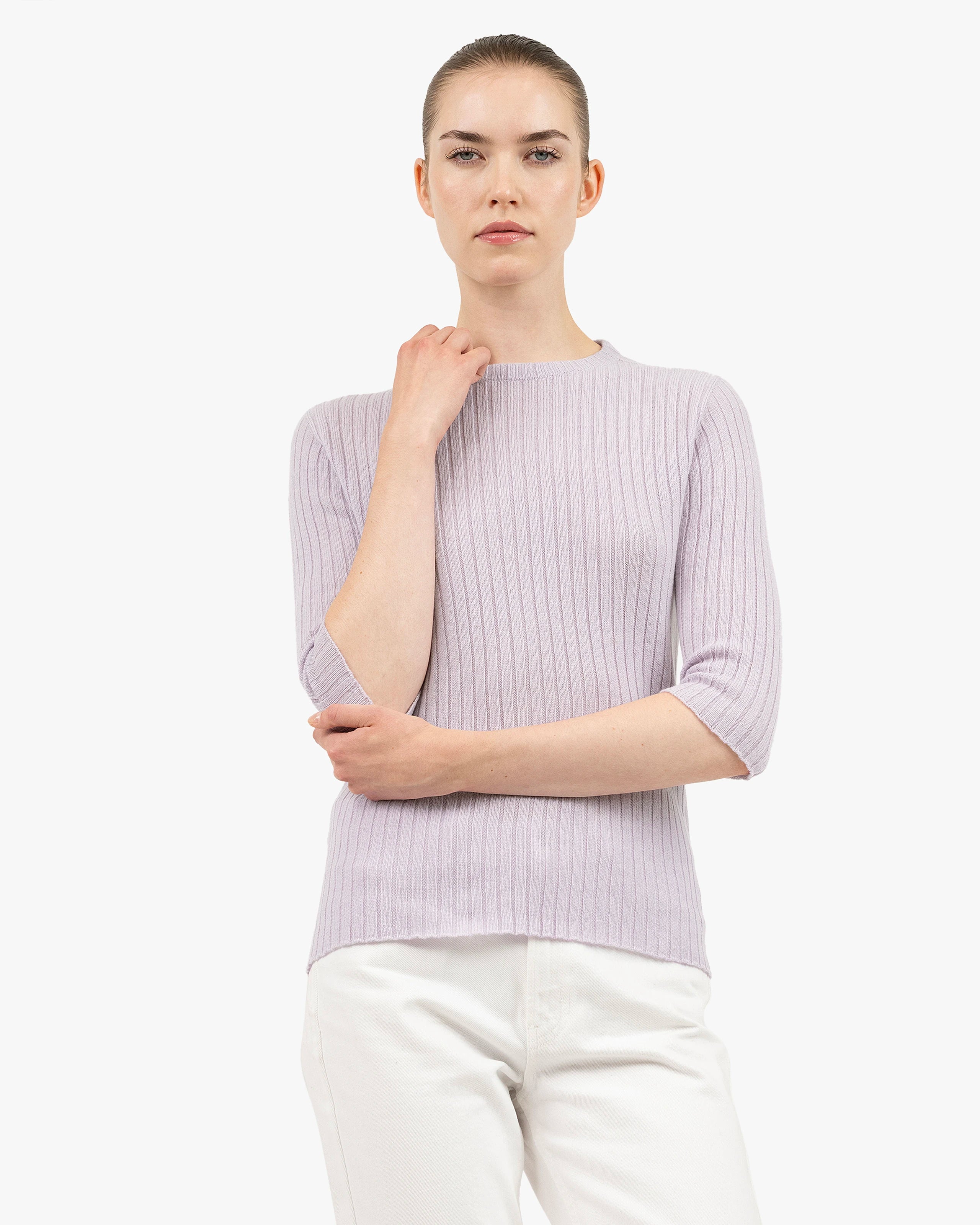 Brera 3/4 Sleeves Sweater - Lilac Cashmere