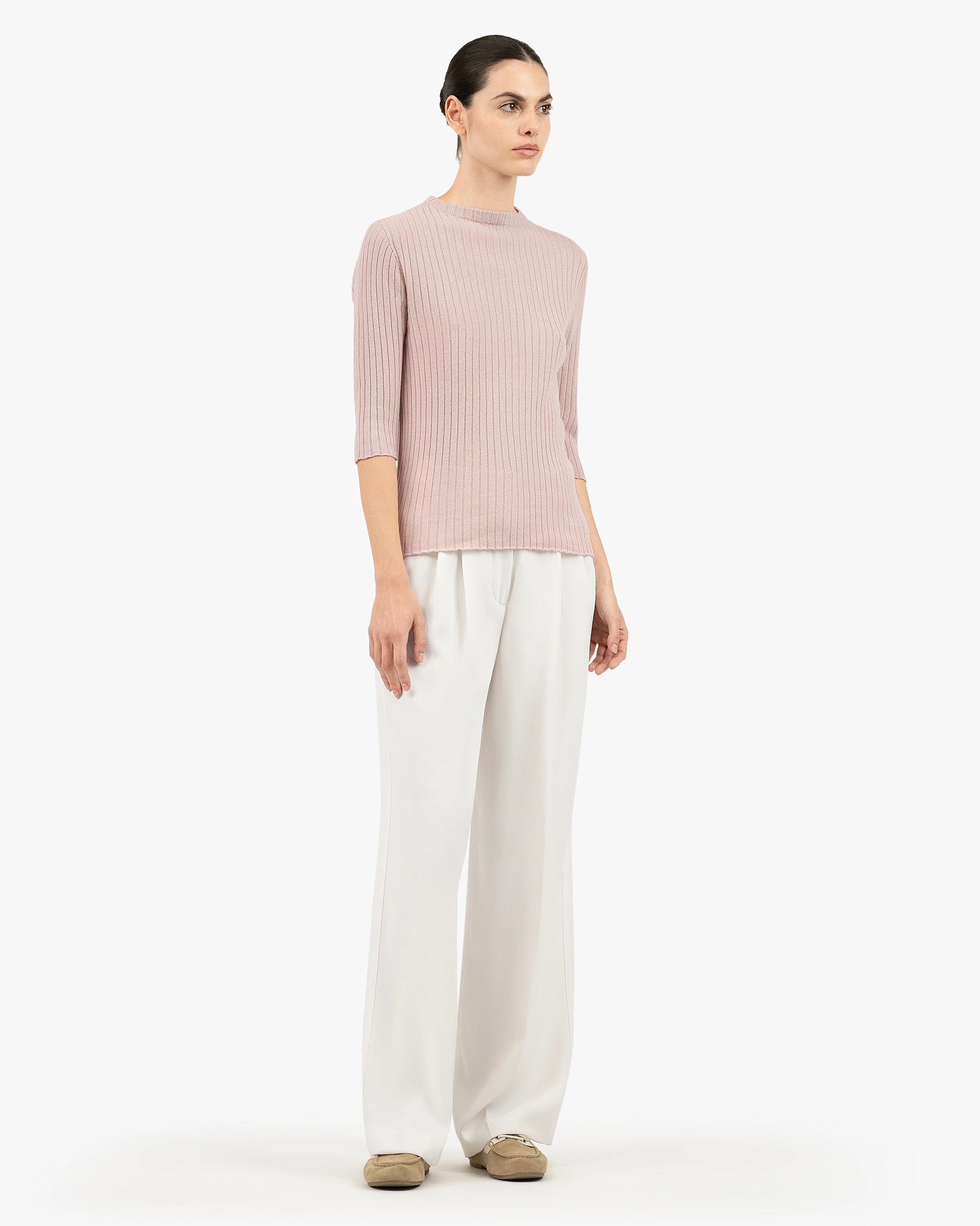 Brera 3/4 Sleeves Sweater - Rose Cashmere