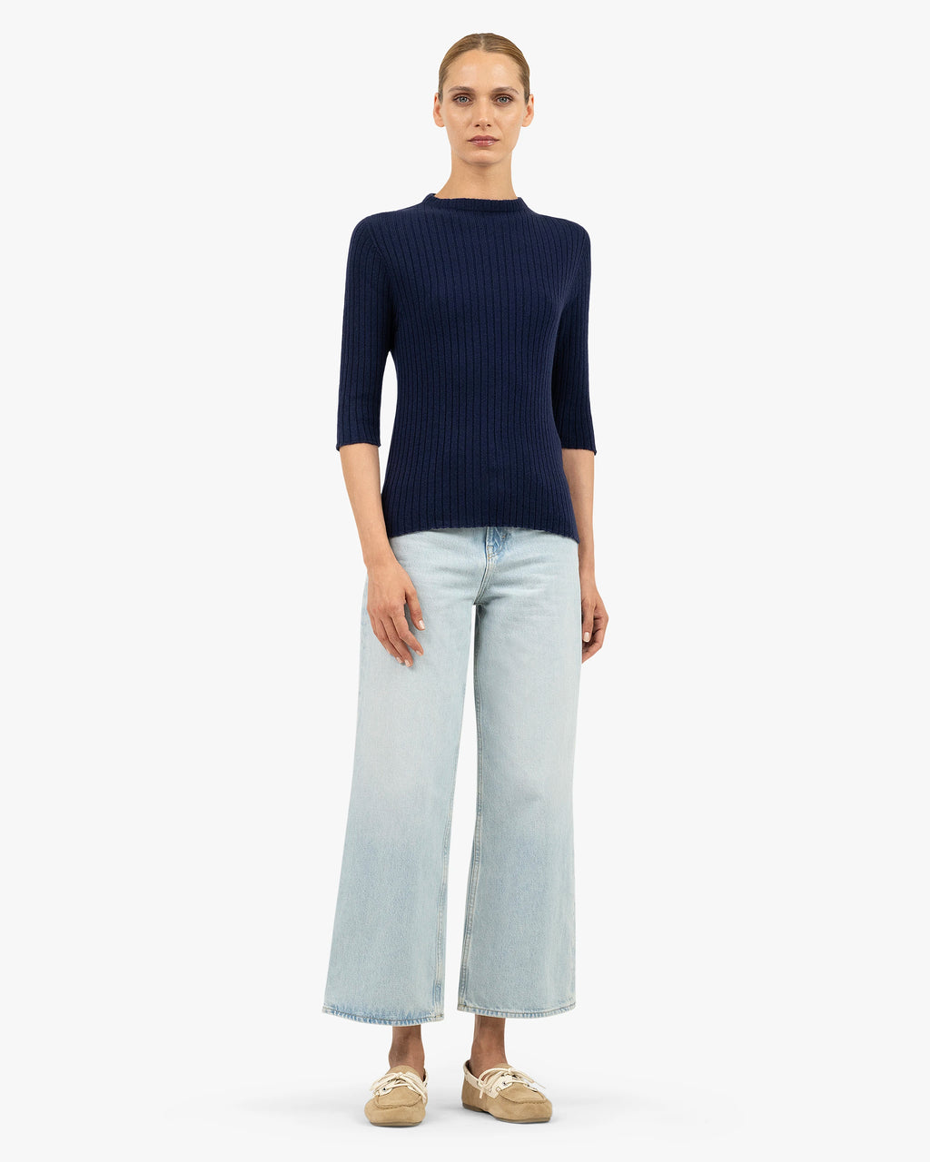 Brera 3/4 Sleeves Sweater - Blue Cashmere