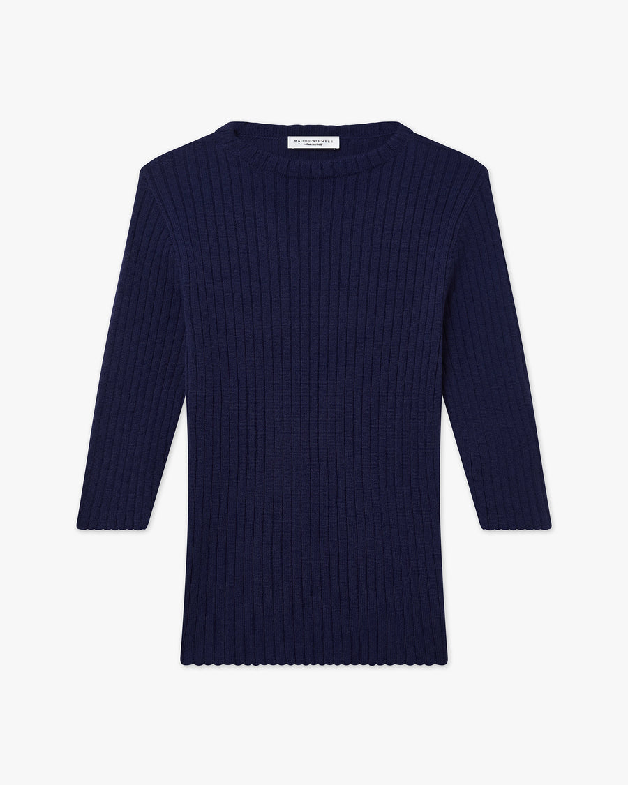 Brera 3/4 Sleeves Sweater - Blue Cashmere