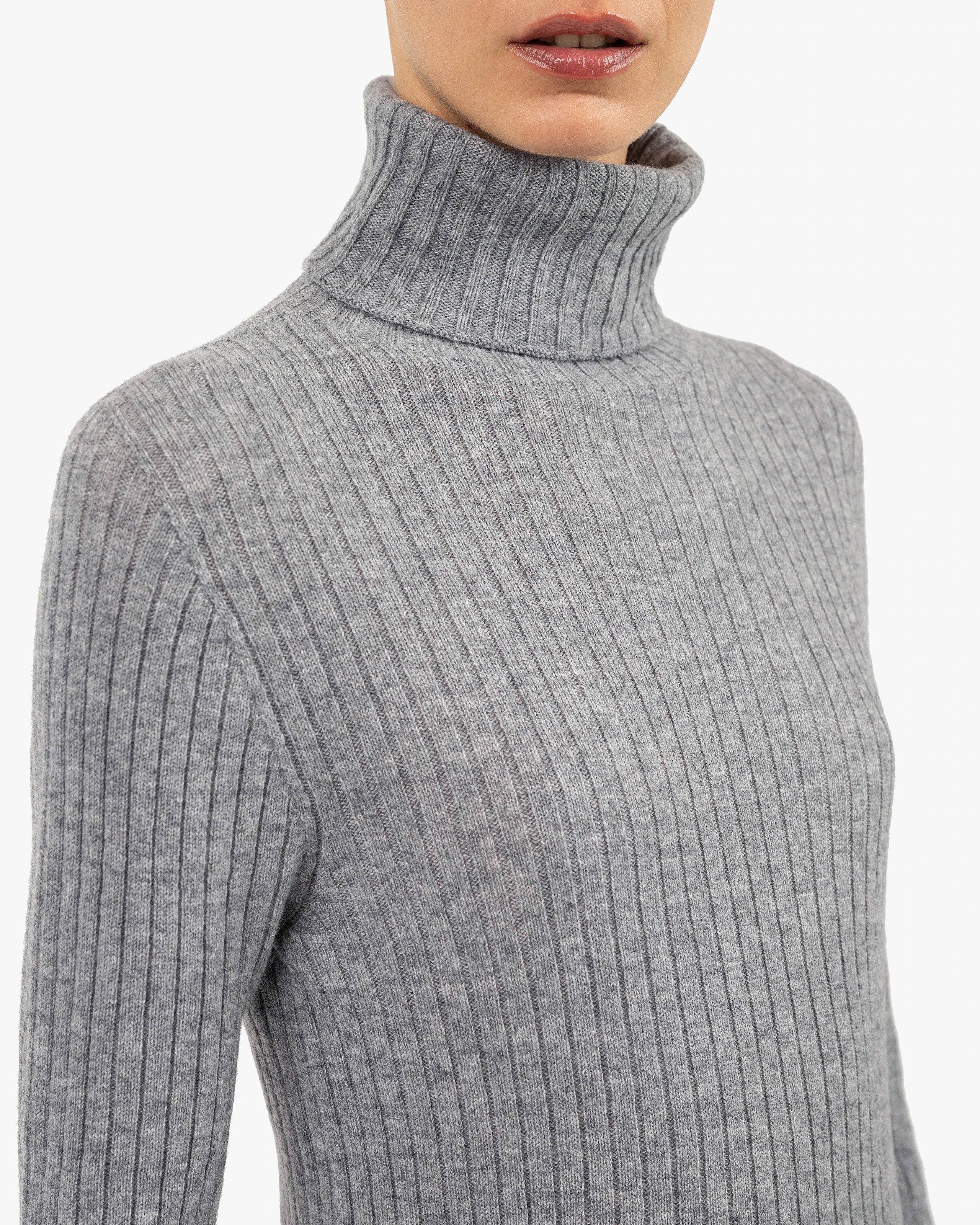 Women's Brera Turtleneck Sweater - Medium Grey Cashmere