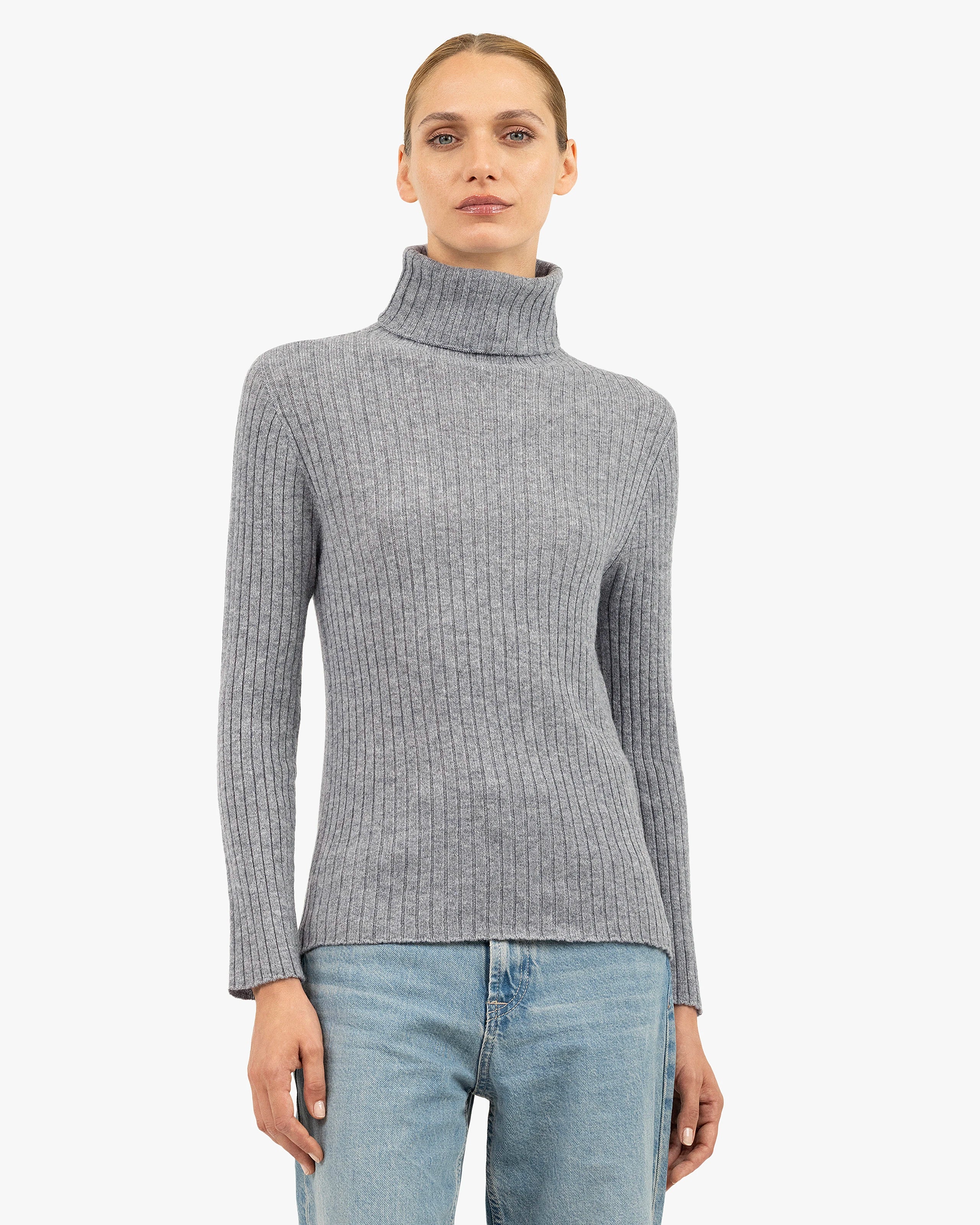 Women's Brera Turtleneck Sweater - Medium Grey Cashmere
