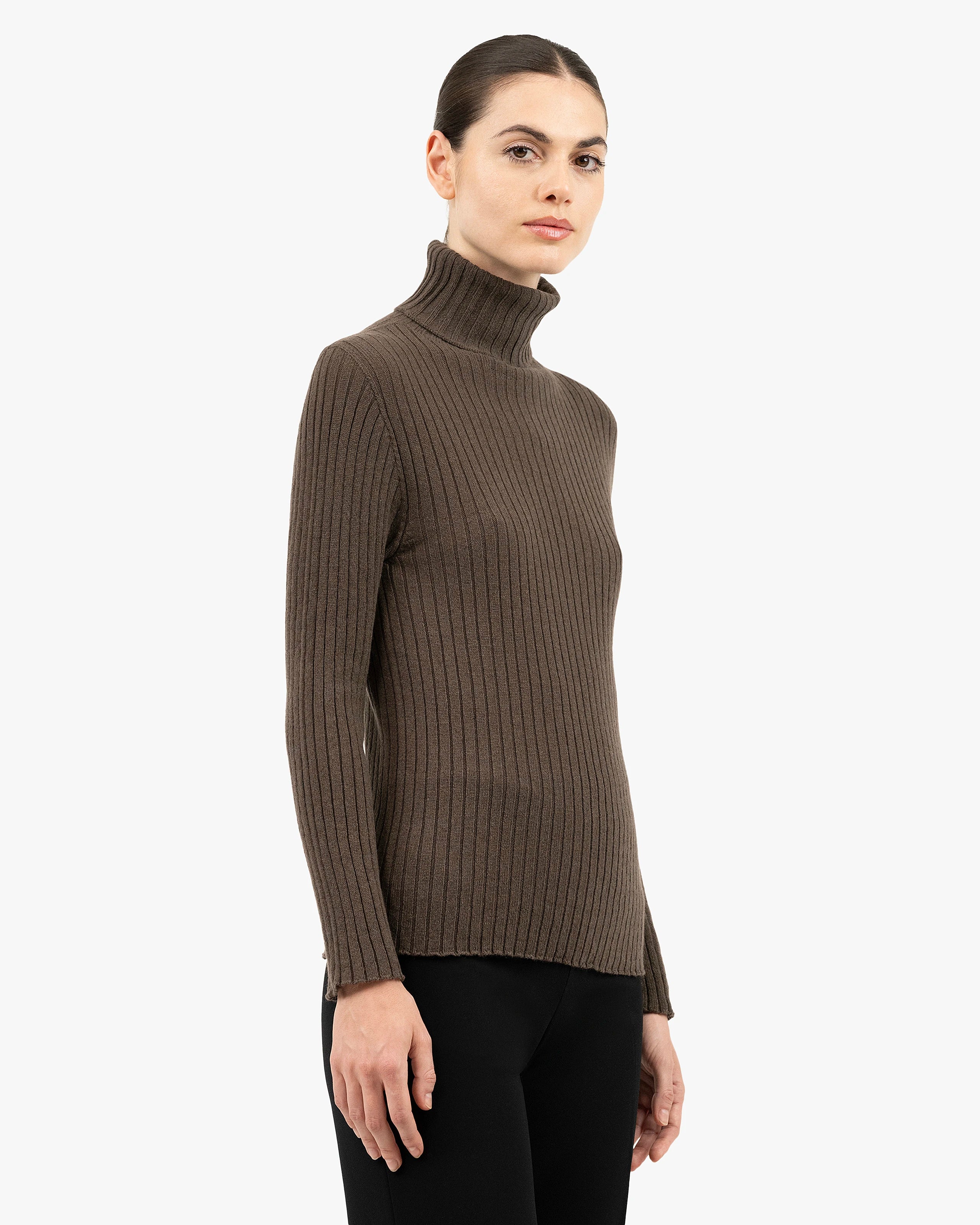 Women's Brera Turtleneck Sweater - Brown Cashmere