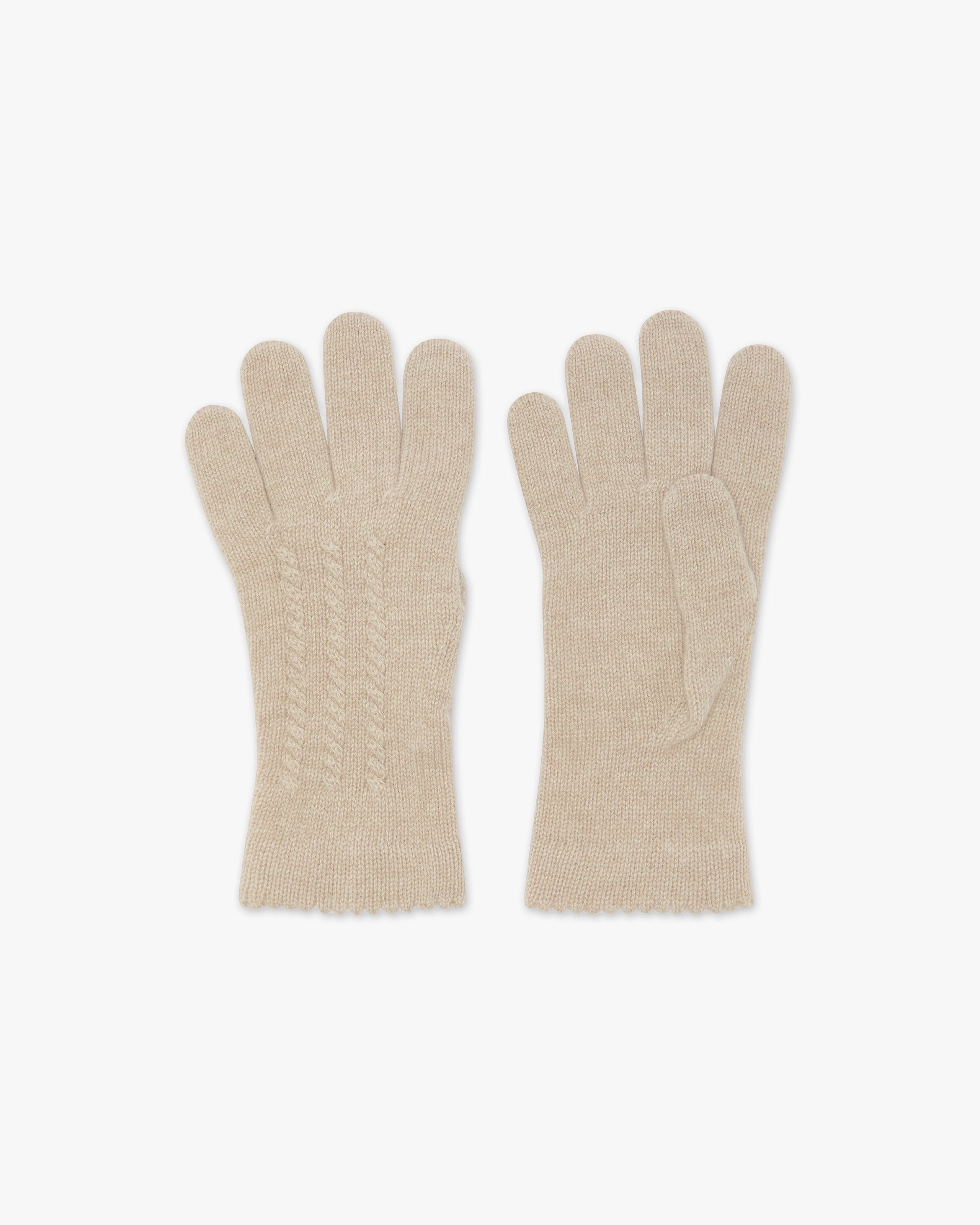 Cable Knit Gloves - Beige Cashmere