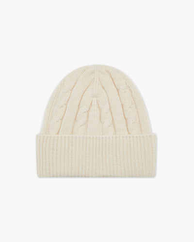 Women's Cable Knit Hat - White Cashmere