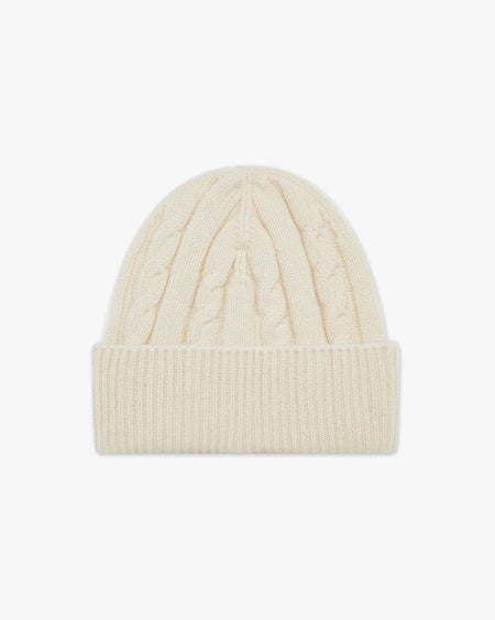 Women's Cable Knit Hat - White Cashmere