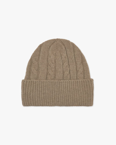 Women's Cable Knit Hat - Taupe Cashmere