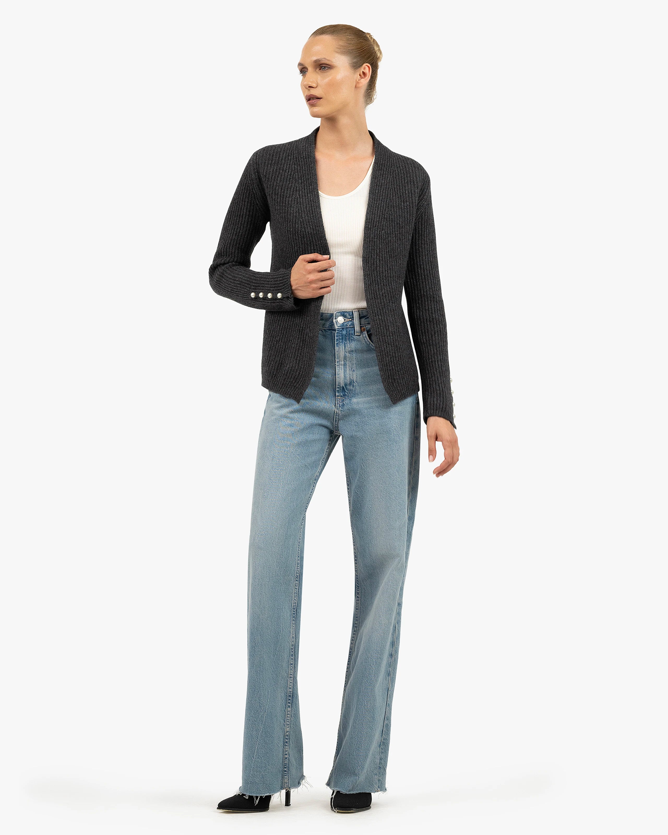 Sorapis Cardigan - Charcoal Cashmere