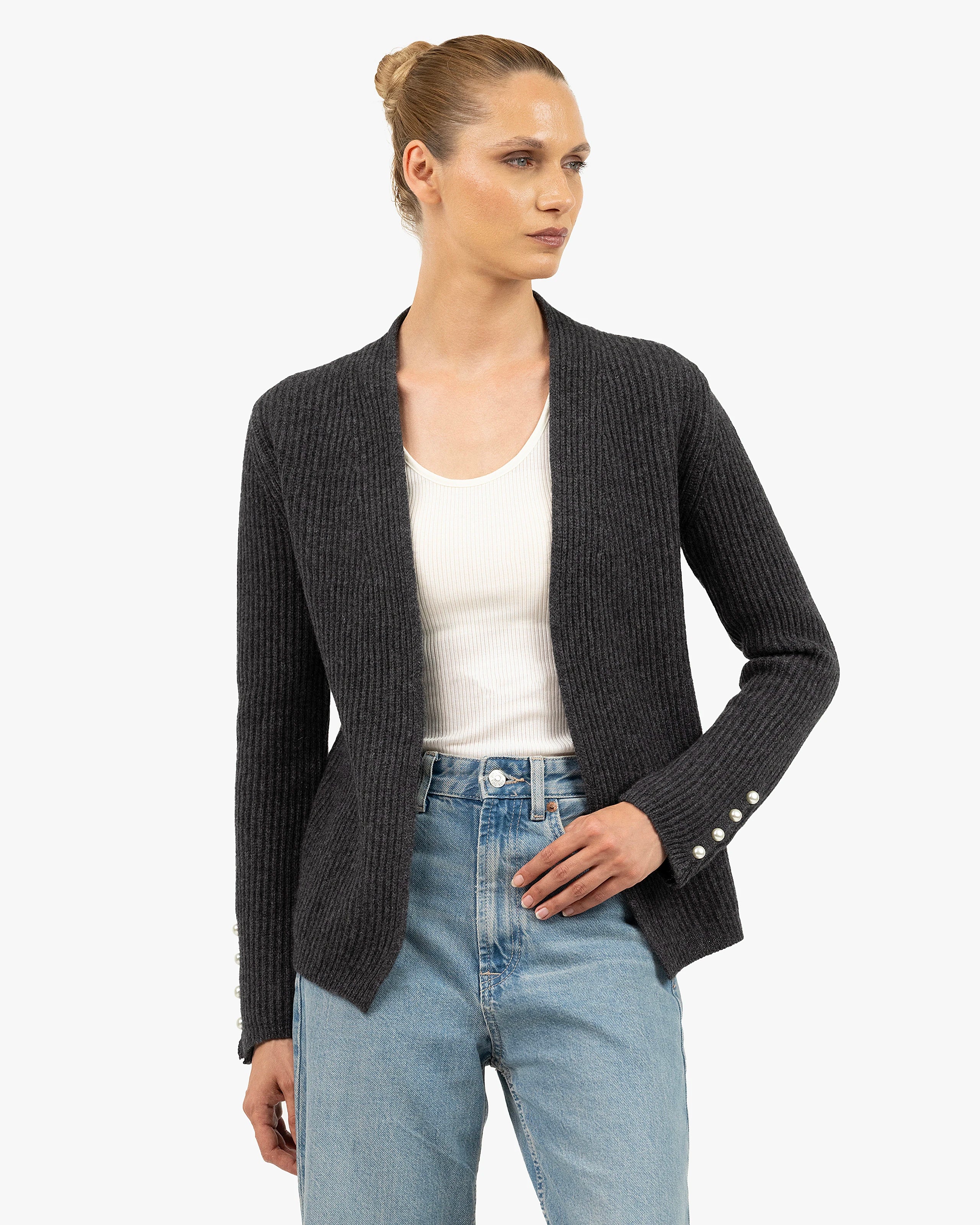 Sorapis Cardigan - Charcoal Cashmere