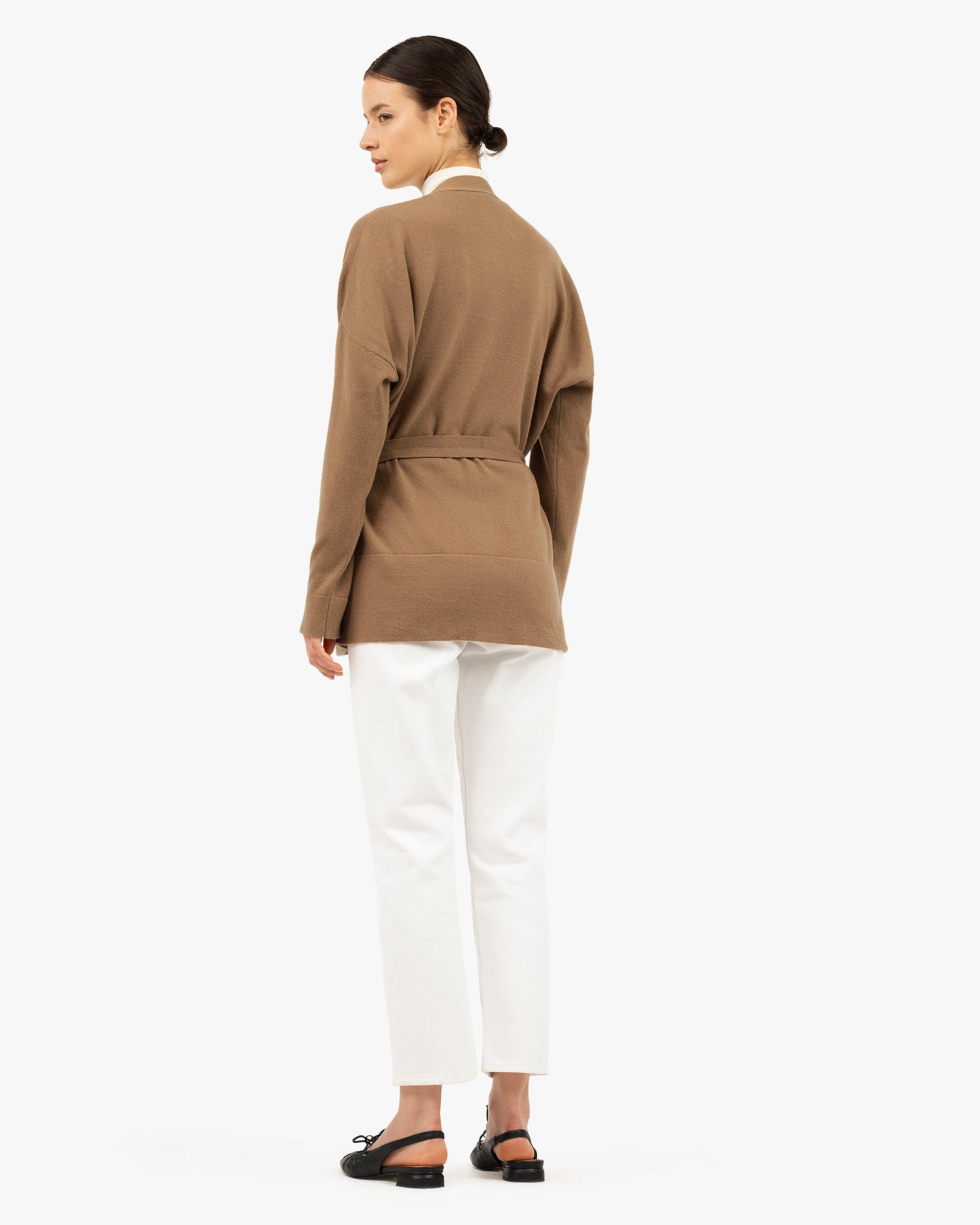 Women's Velia Cardigan - Camel Cashmere