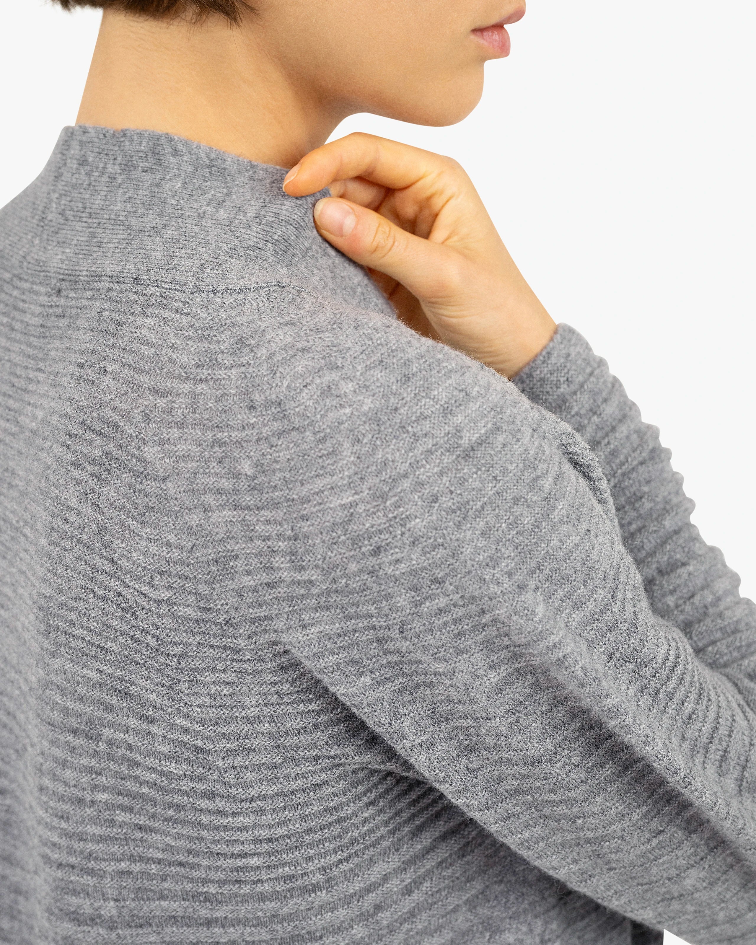Degradé Ribbed Cardigan - Medium Grey Cashmere