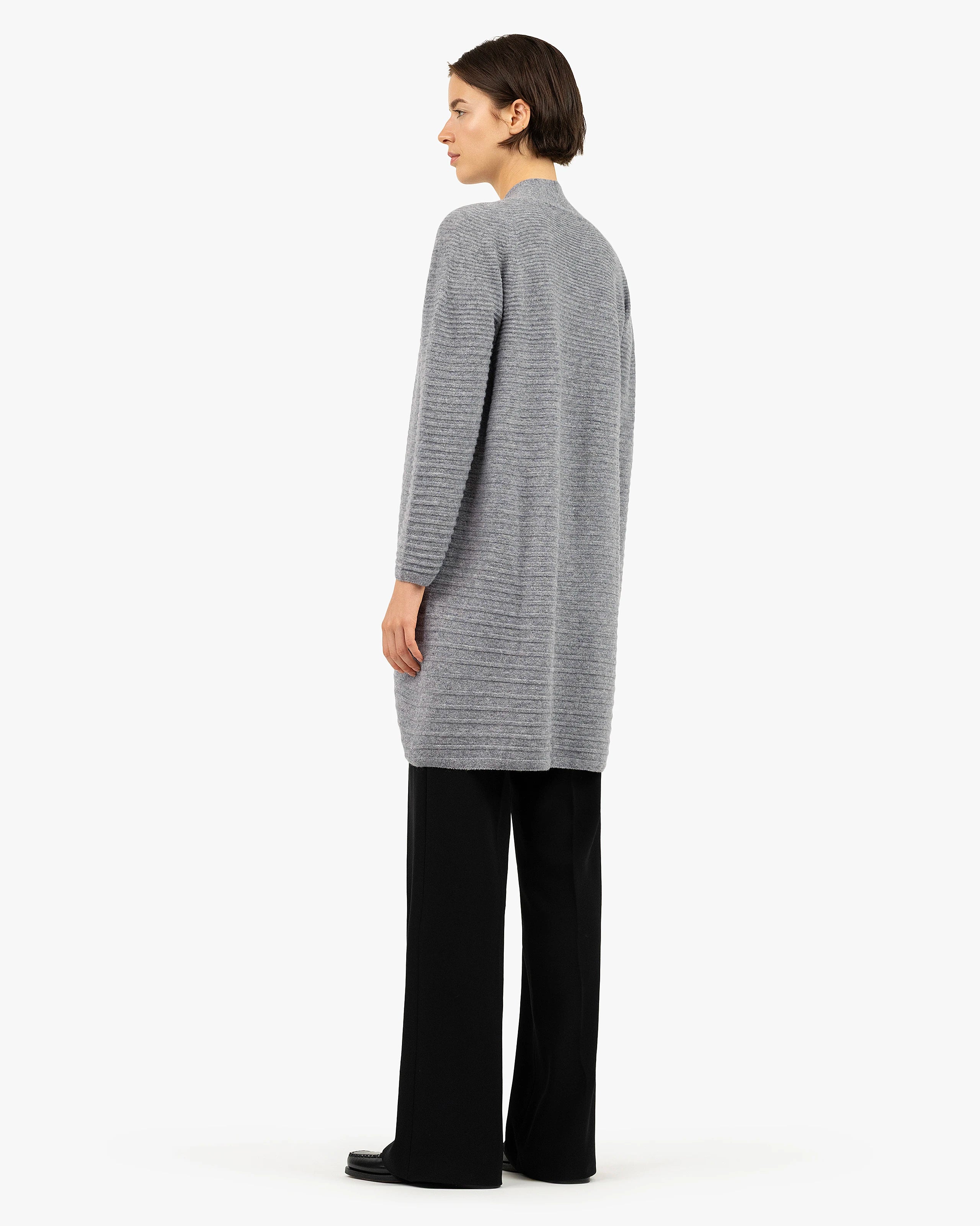 Degradé Ribbed Cardigan - Medium Grey Cashmere