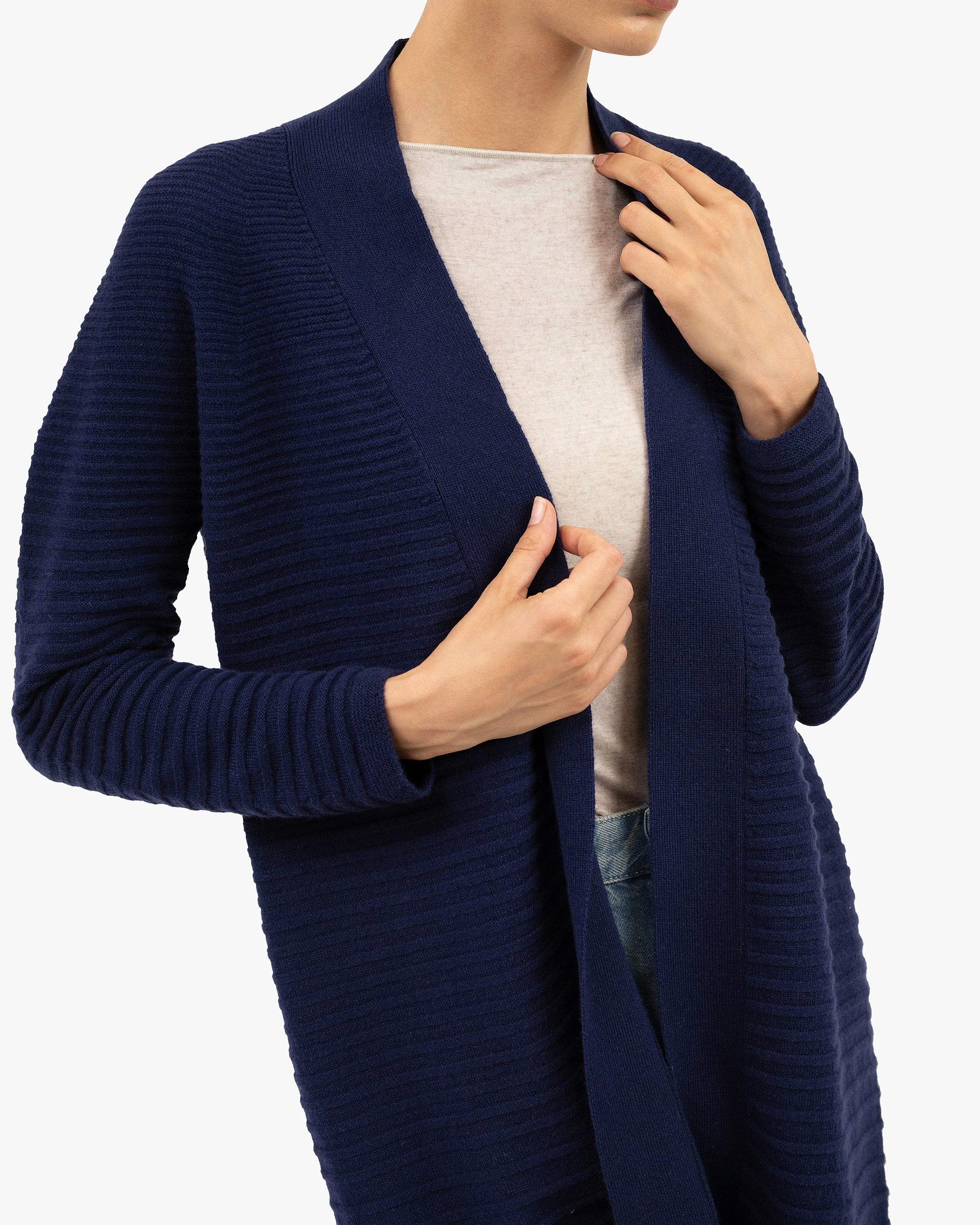 Degradé Ribbed Cardigan - Blue Cashmere