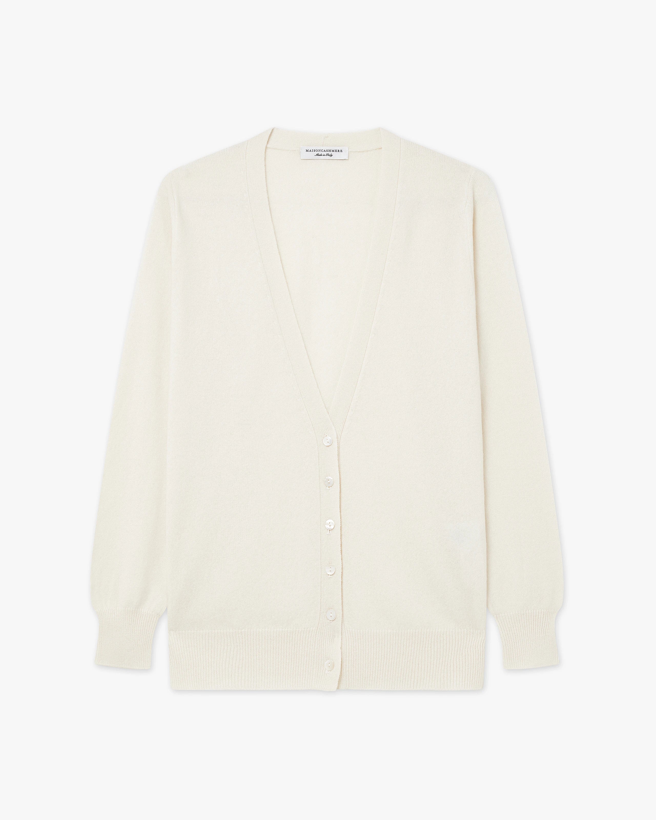 Women's Essential V-Neck Cardigan - White Cashmere