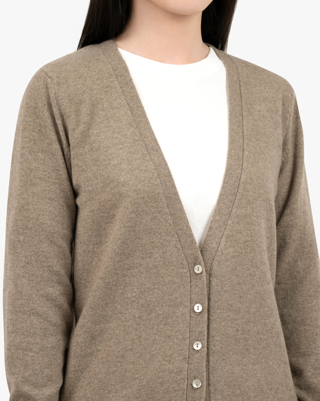 Women's Essential V-Neck Cardigan - Taupe Cashmere